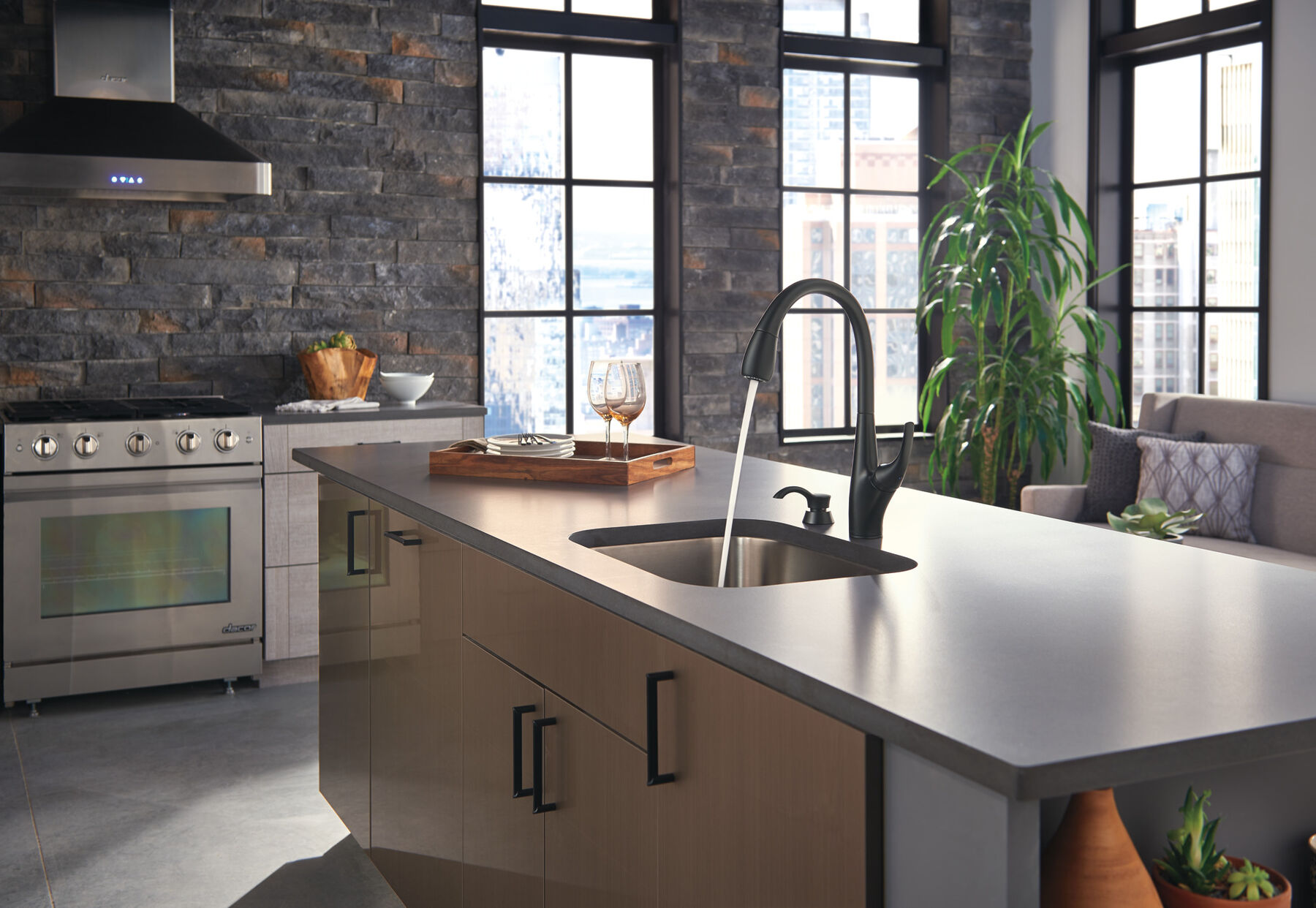 Single Handle Pull-Down Kitchen Faucet with Soap Dispenser and ShieldSpray® Technology (Recertified), image 3