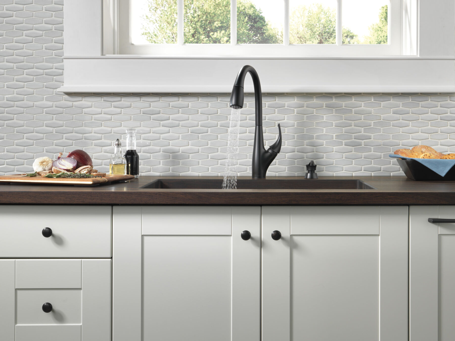 Single Handle Pull-Down Kitchen Faucet with Soap Dispenser and ShieldSpray® Technology (Recertified), image 5