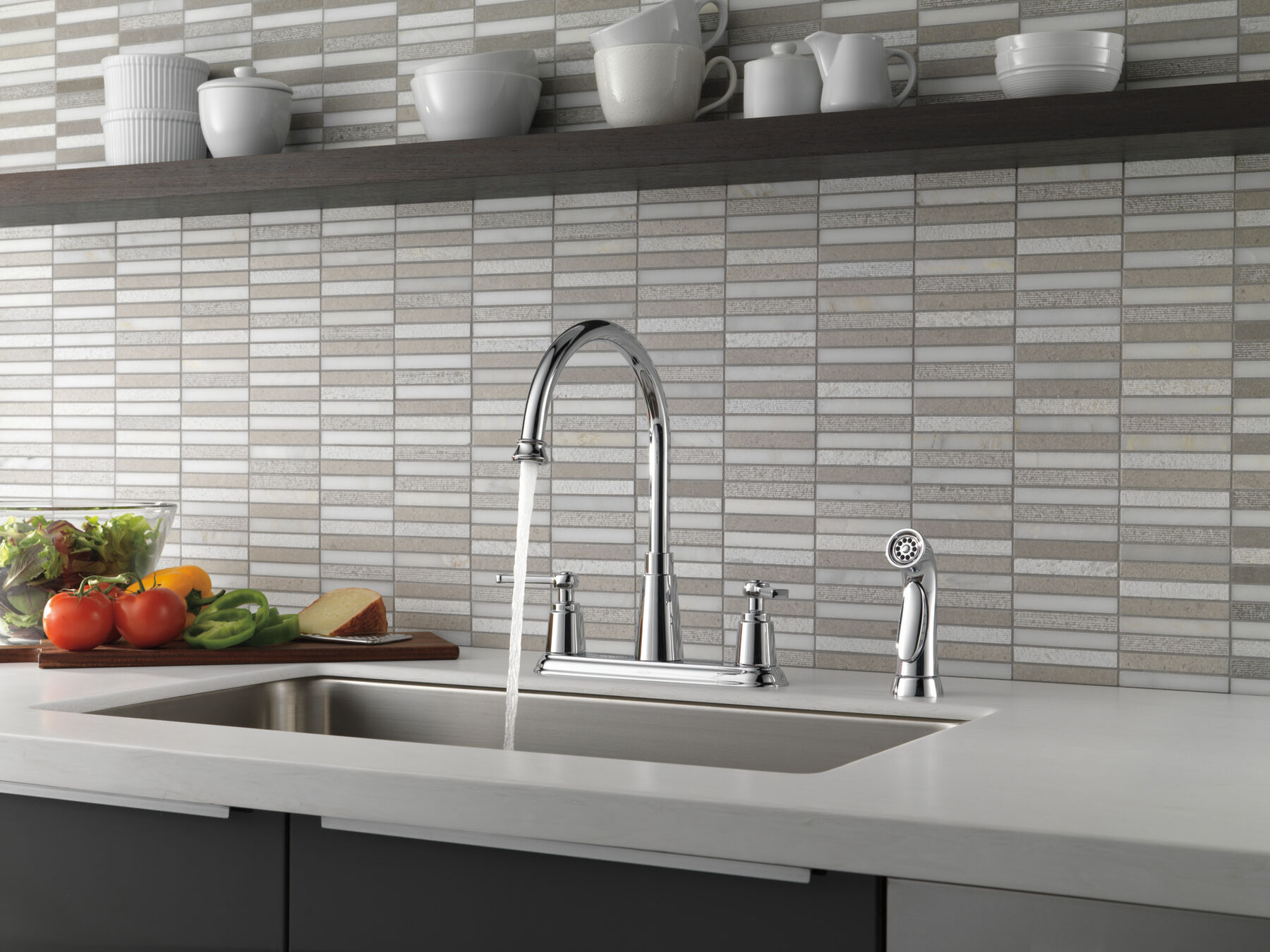 Two Handle Kitchen Faucet with Spray (Recertified), image 2