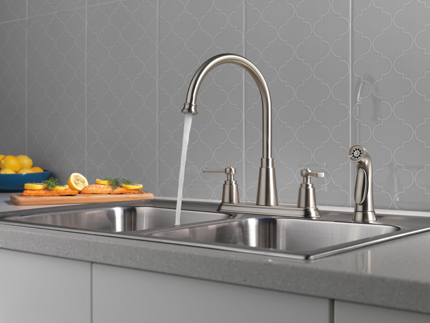 Two Handle Kitchen Faucet with Spray (Recertified), image 3