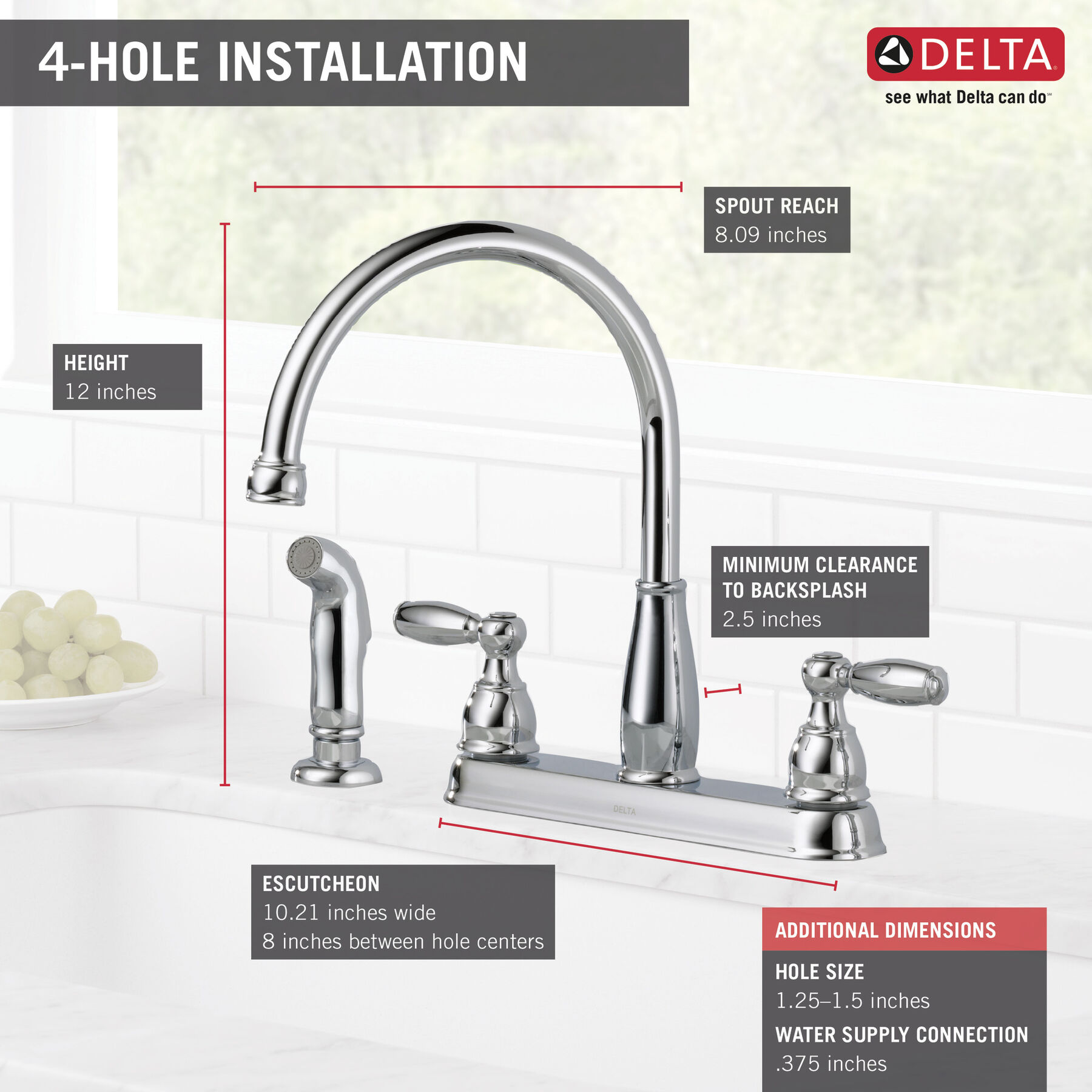 Two Handle Kitchen Faucet with Spray (Recertified), image 1