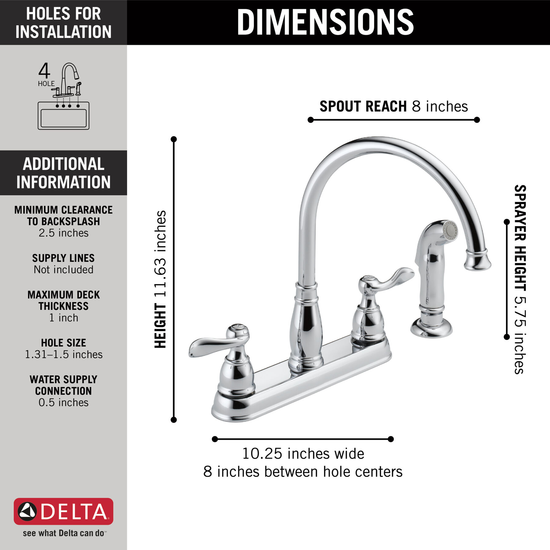 Two Handle Kitchen Faucet (Recertified), image 2