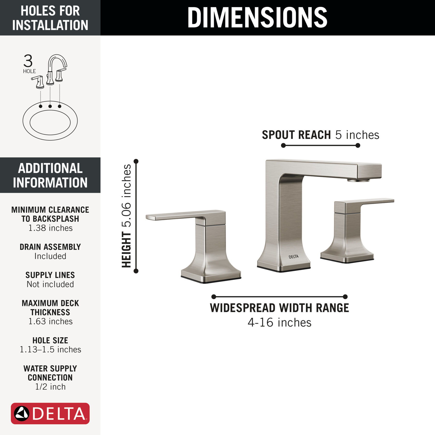 Two Handle Widespread Bathroom Faucet, image 1