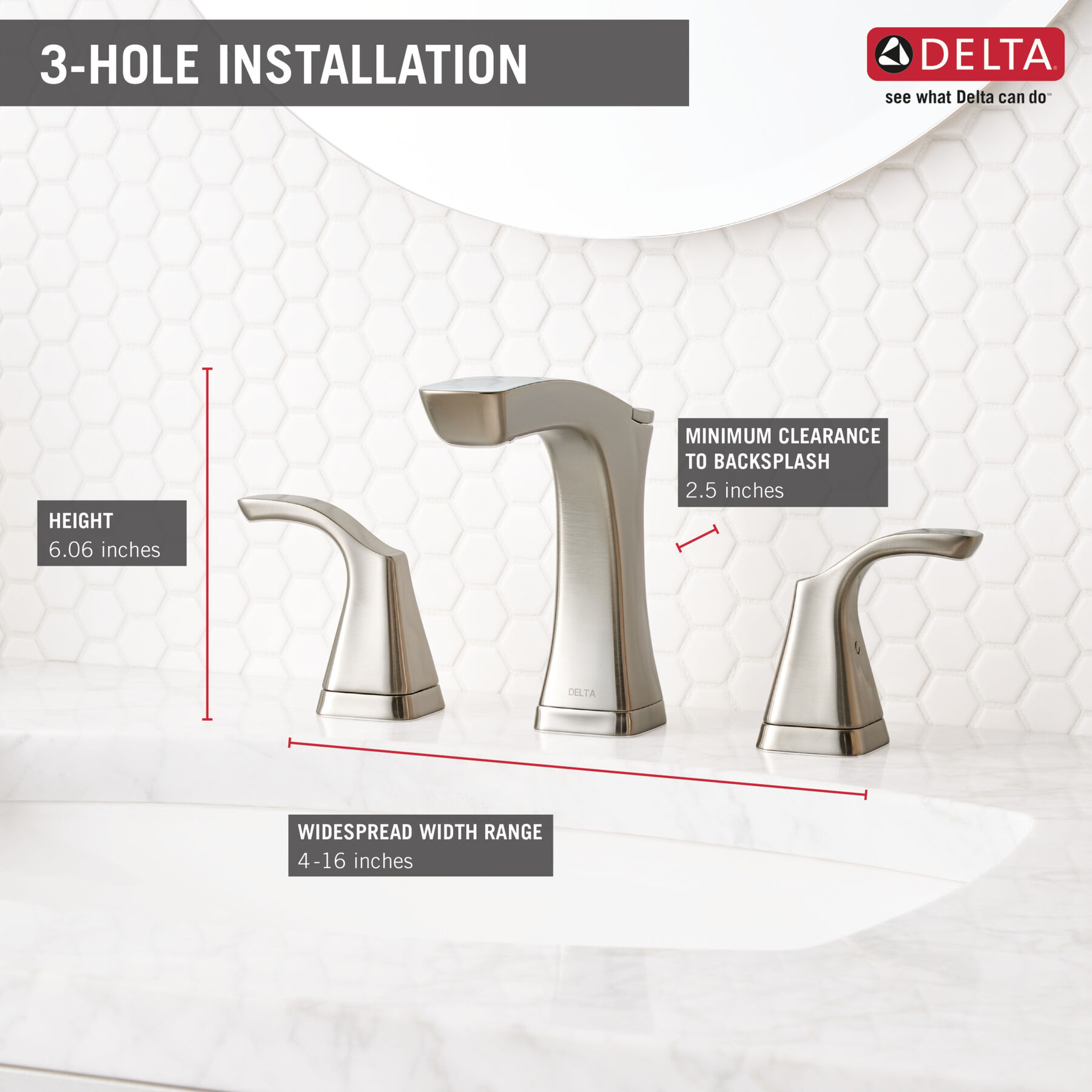 Two Handle Widespread Bathroom Faucet - Metal Pop-Up (Recertified), image 2