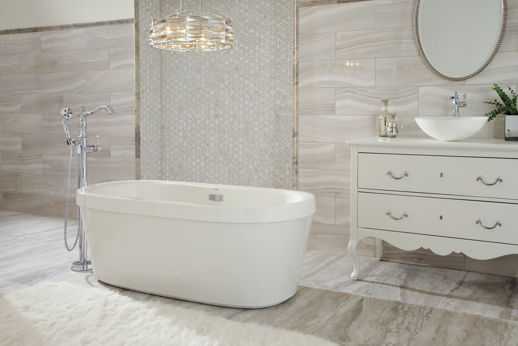 68" x 36" Freestanding Tub with Integrated Waste and  Overflow, image 9