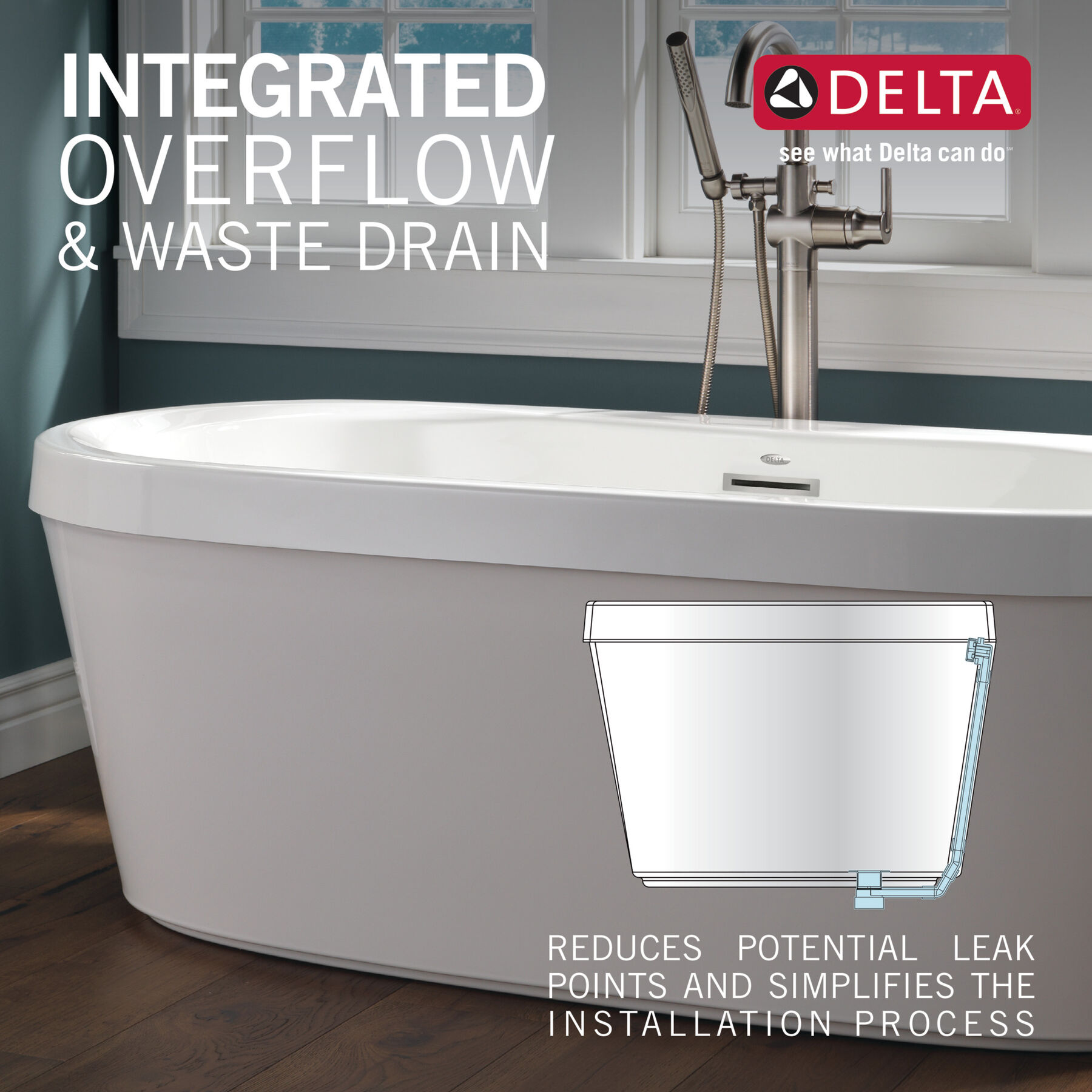 60" x 32" Freestanding Tub with Integrated Waste and Overflow, image 12