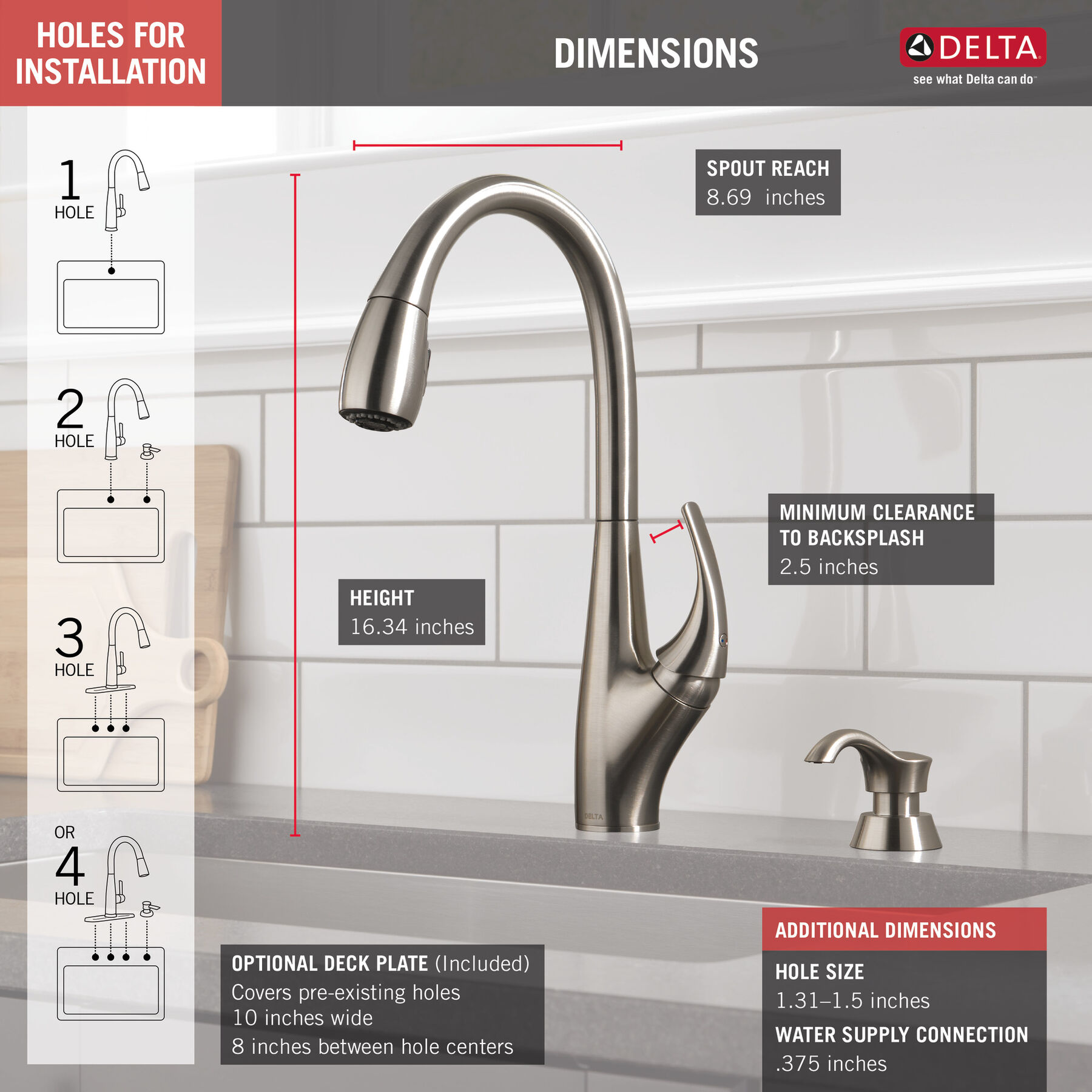 Single Handle Pull-Down Kitchen Faucet, image 3
