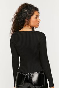 BLACK Ribbed Cardigan Sweater, image 3