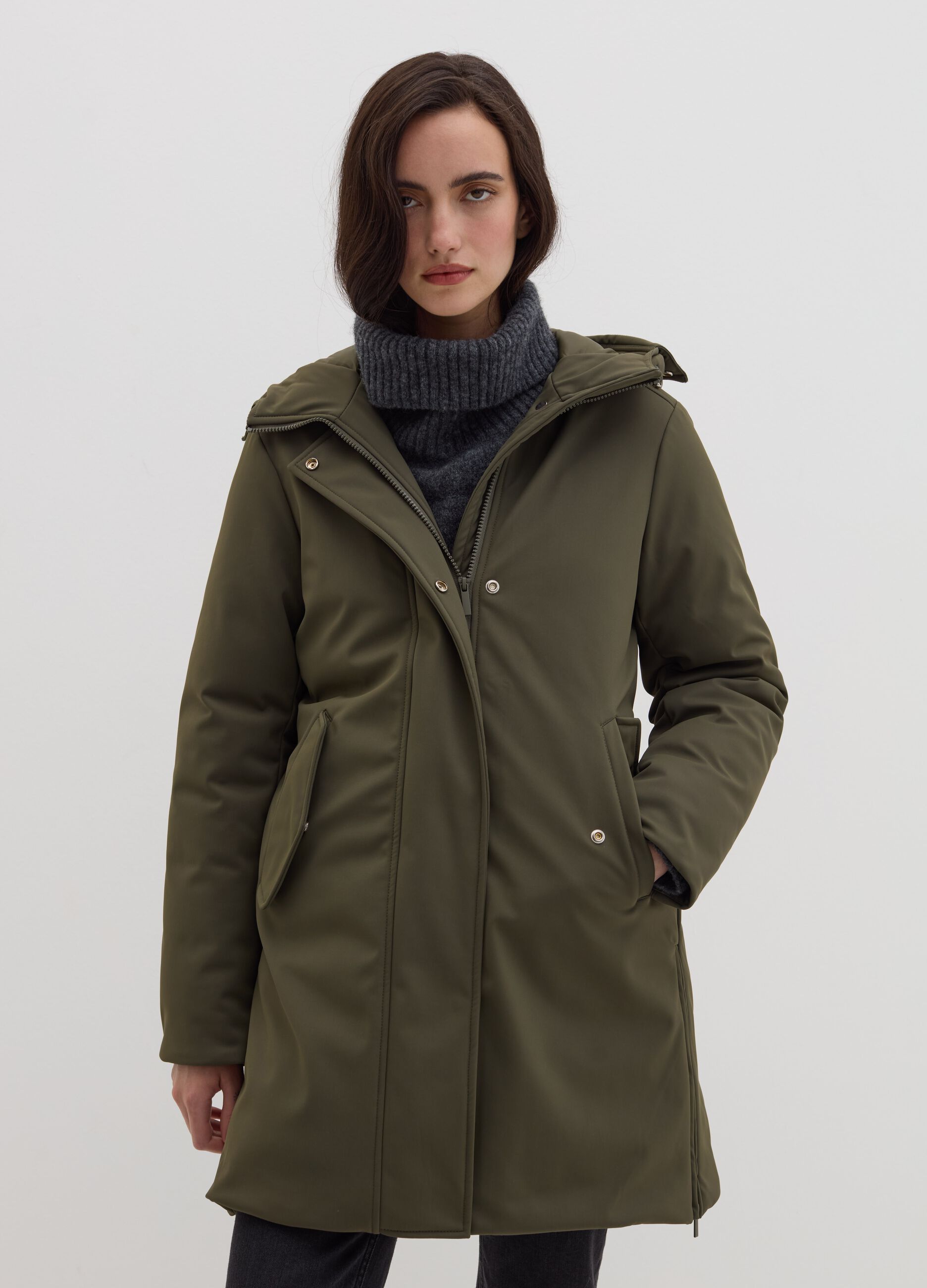 Stefanel Parka in tessuto tecnico con cappuccio