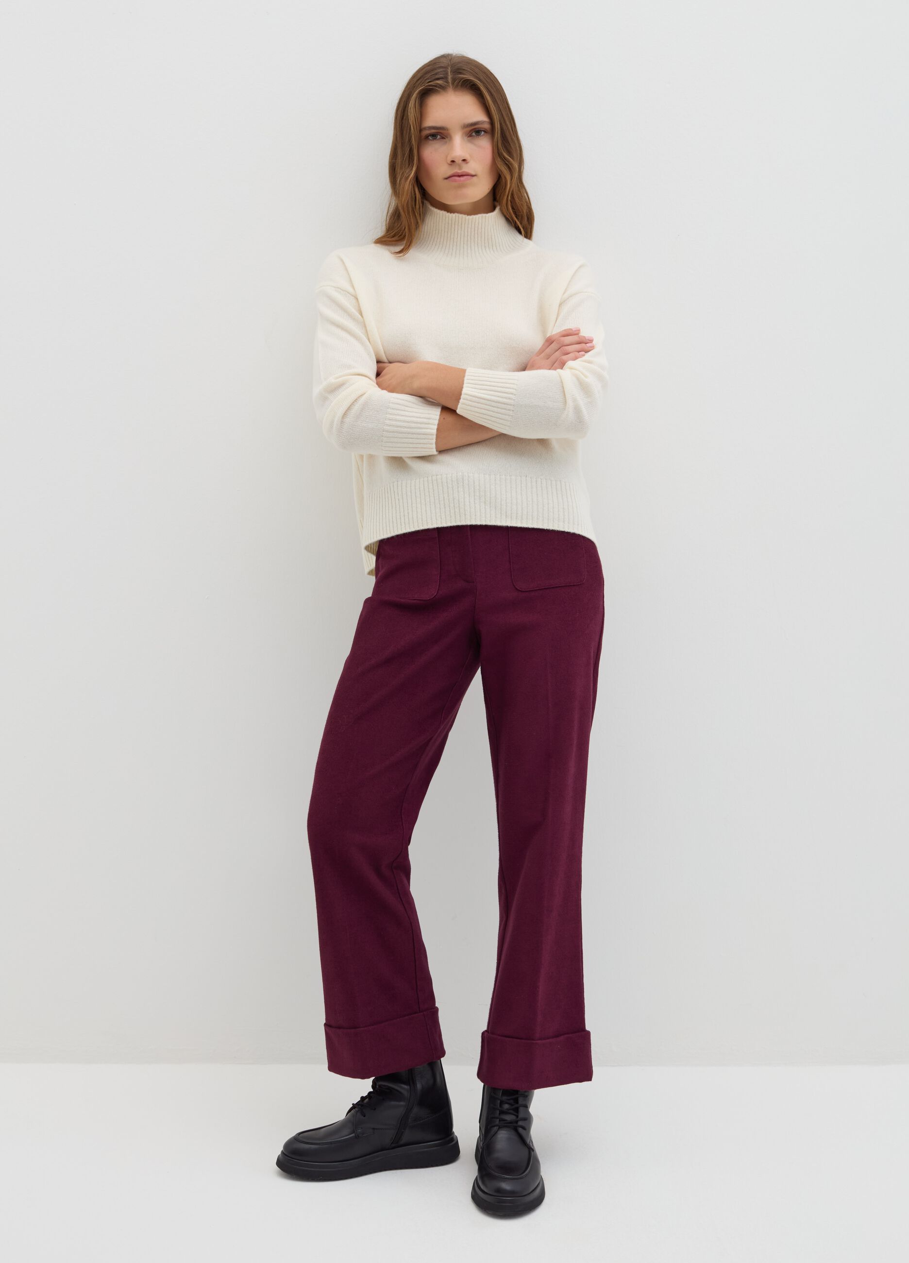 Stefanel Pullover mock neck in lana cardata