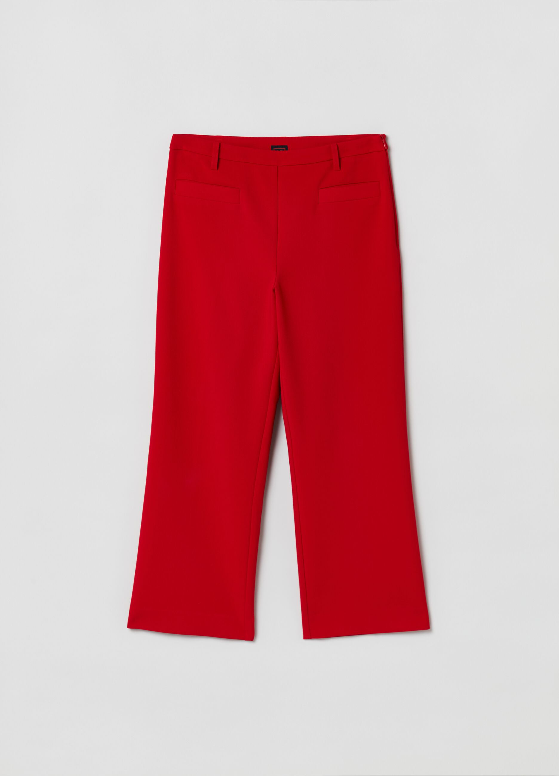 Pantaloni cropped flare fit Rosso geranio