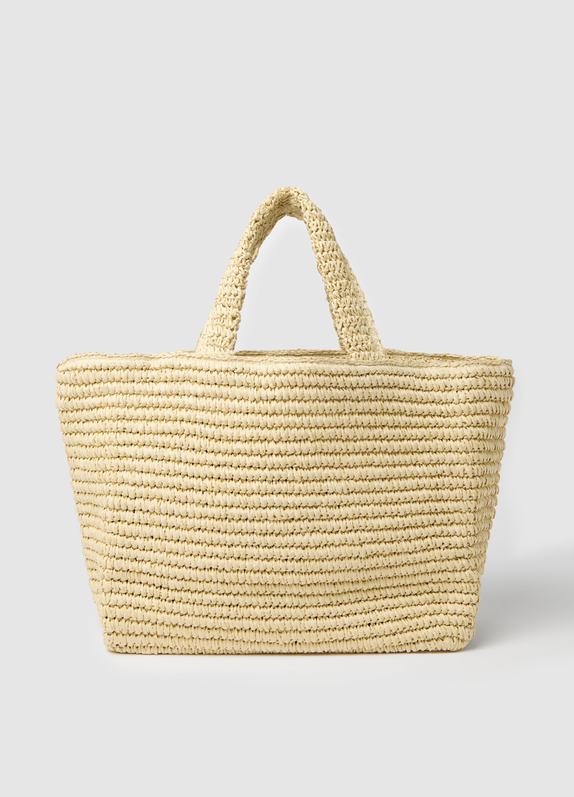 Borsa shopper in rafia intrecciata Natur