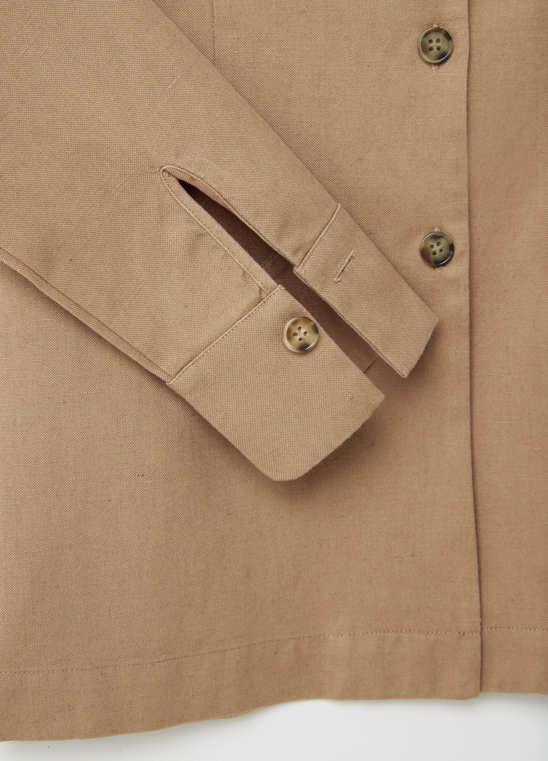 Einreihiger Blazer aus Leinen und Baumwolle Beige