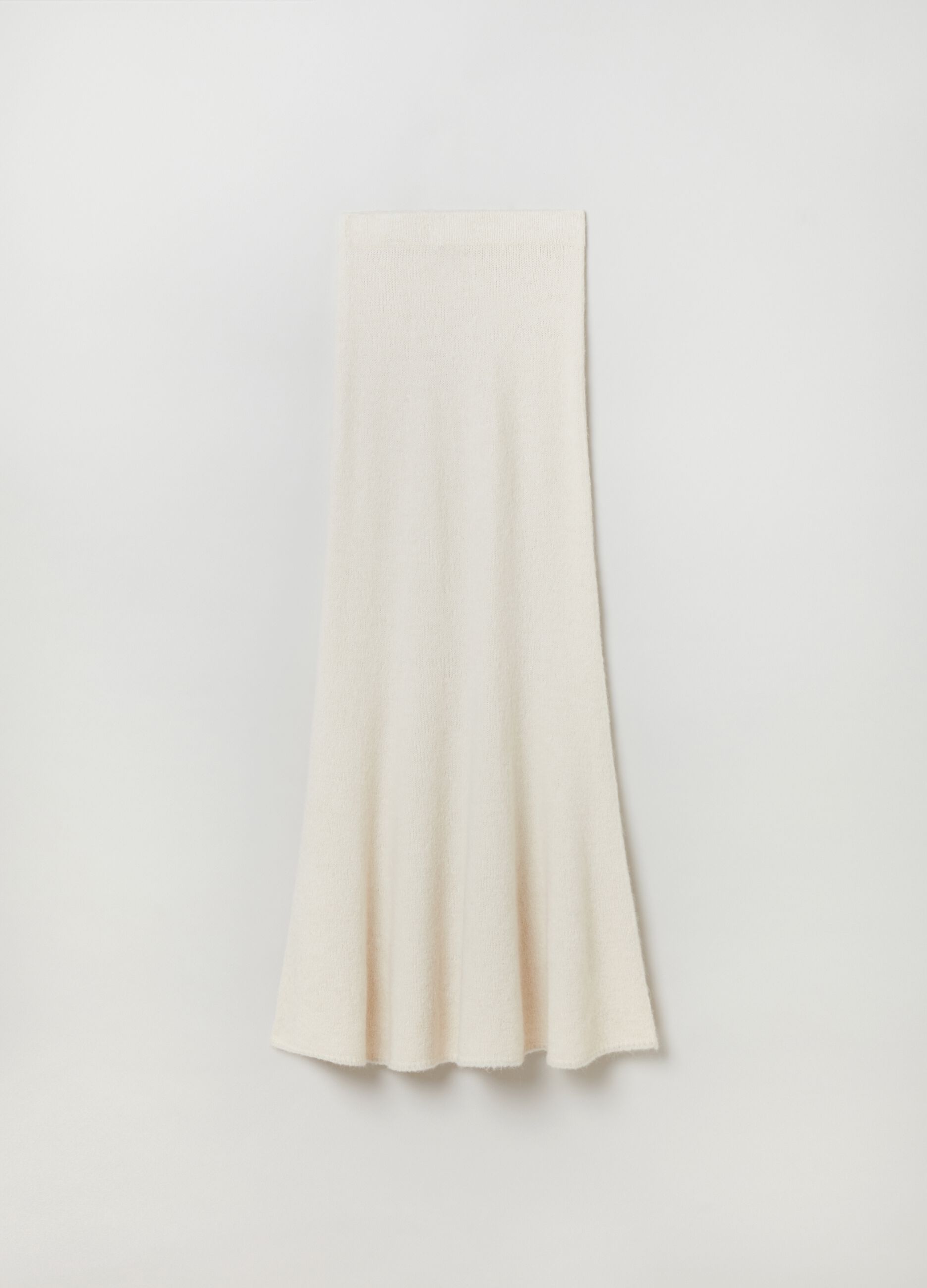 Long full skirt in alpaca and wool Soft White