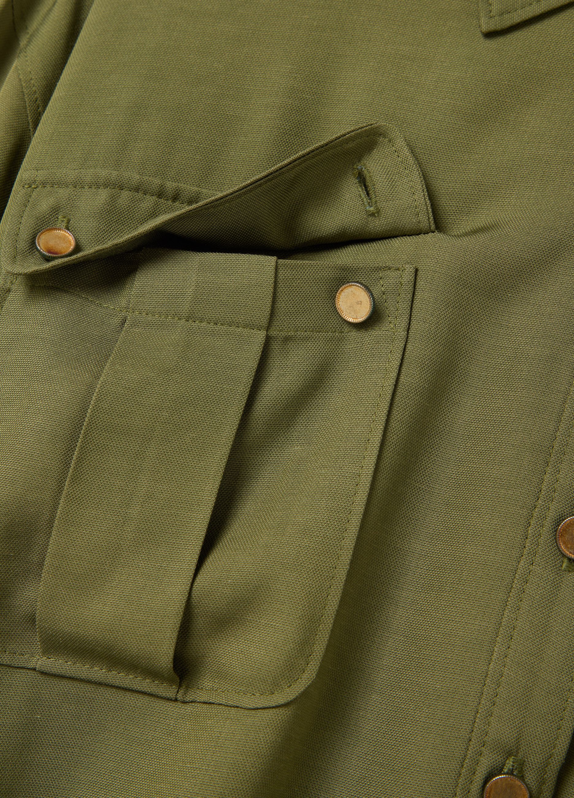 Vestito fluido chemisier con cintura Verde militare