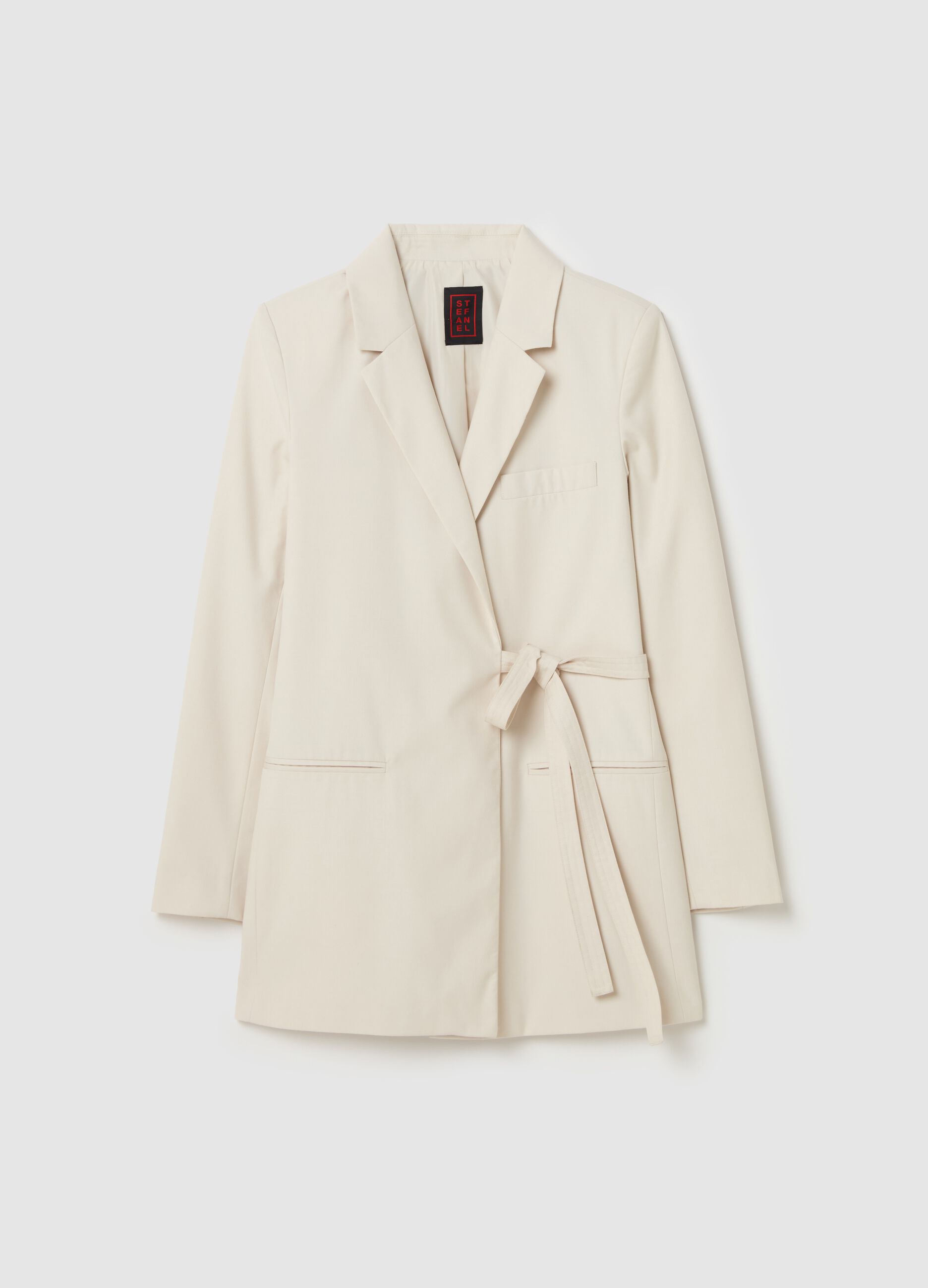 Wickelblazer mit Gürtel Kreideweiß