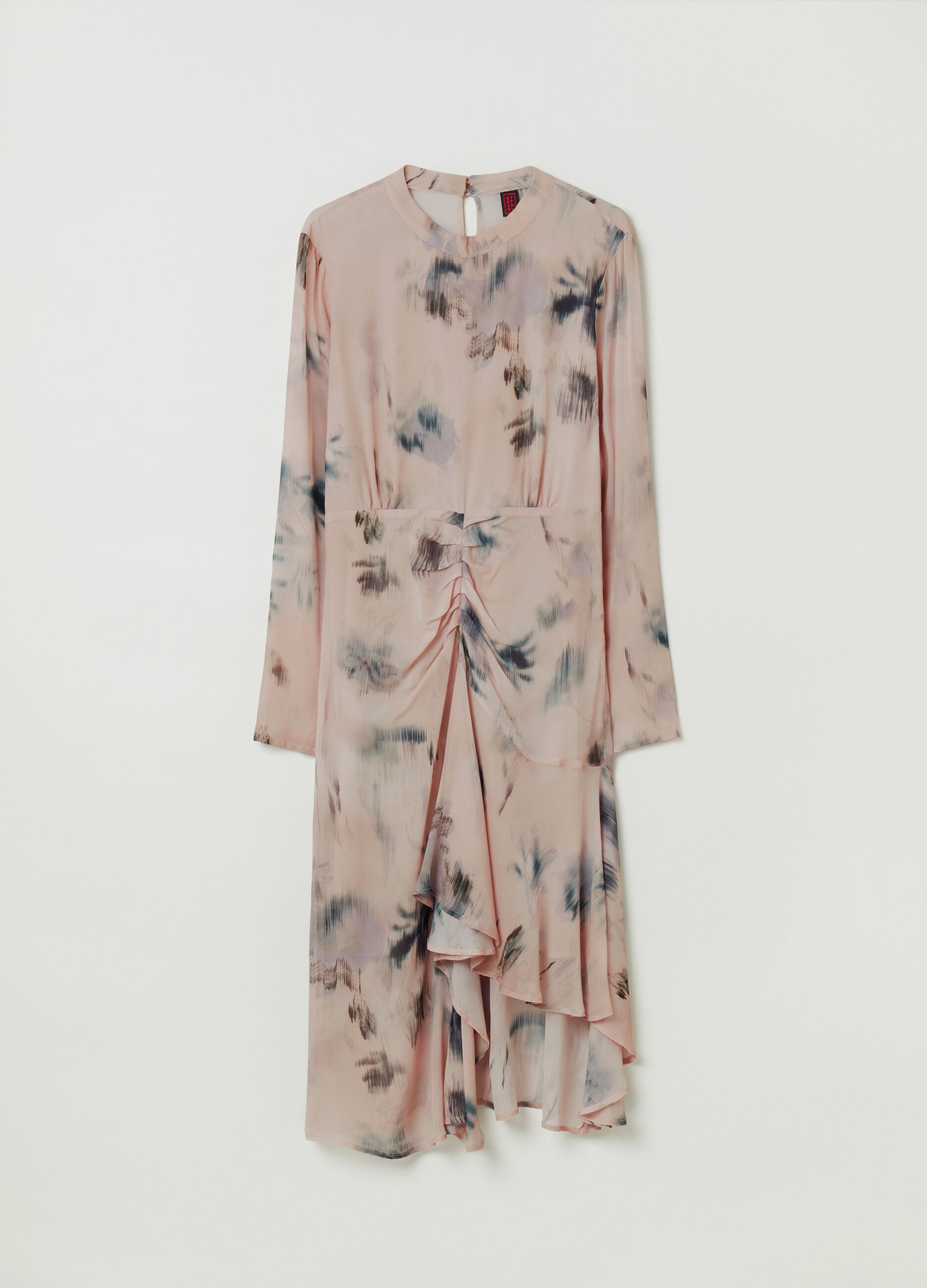 Long dress with patterned gathers Hellblau/Grau