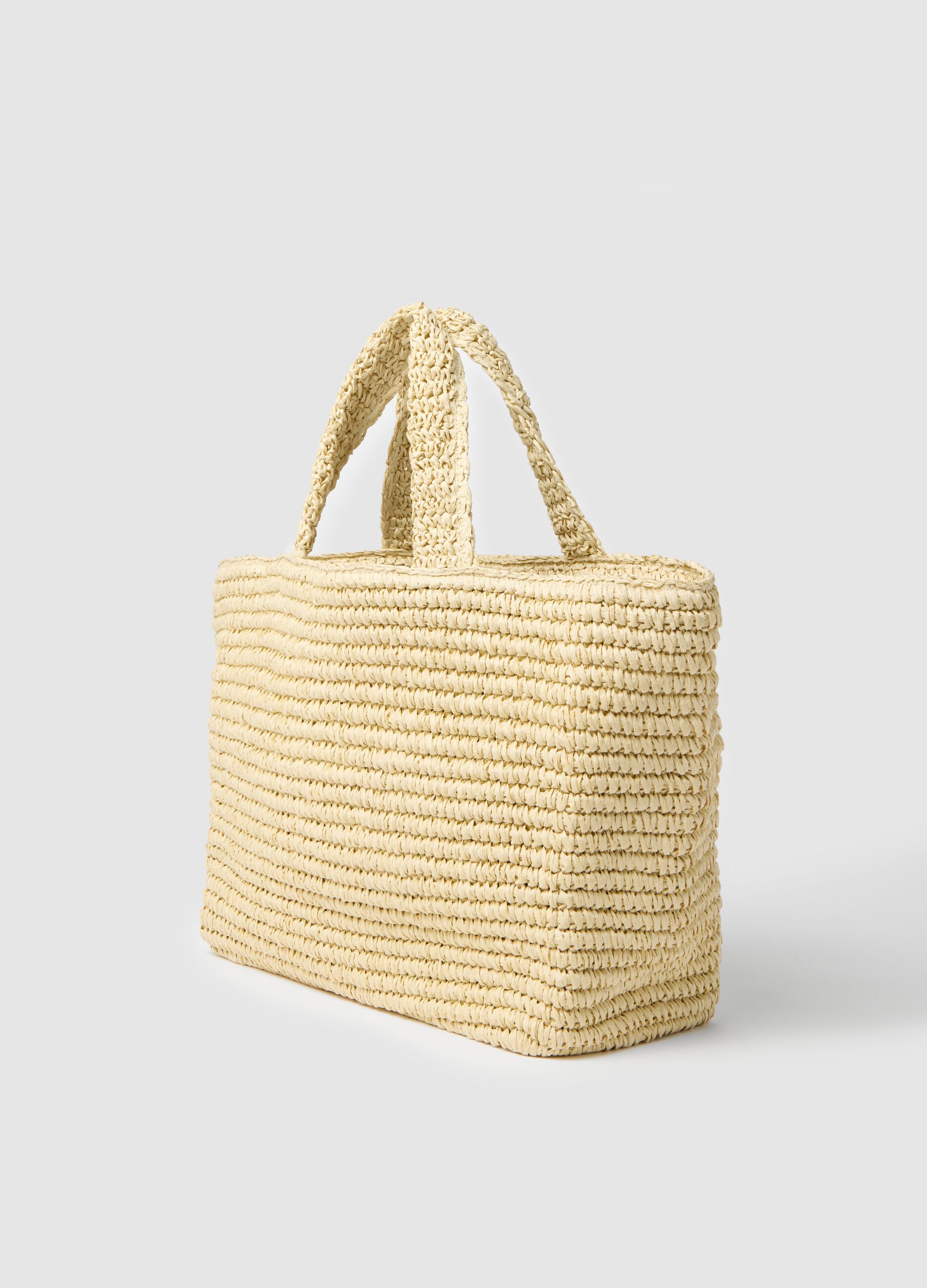 Borsa shopper in rafia intrecciata Natur