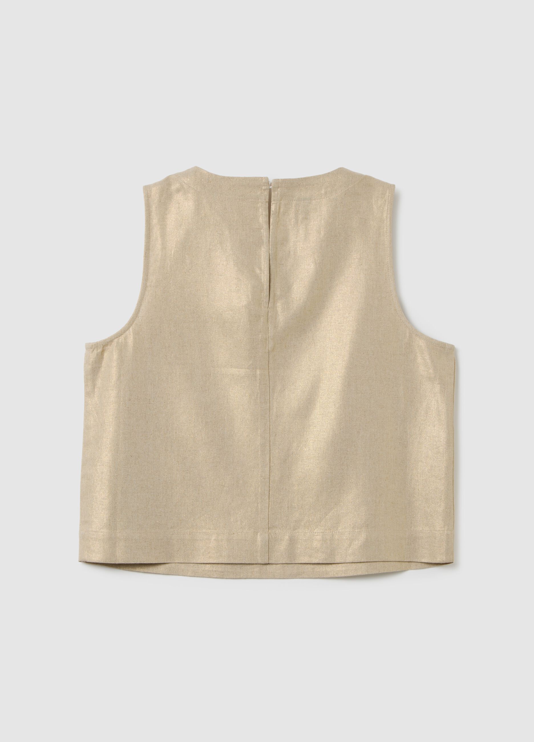 Top dorato senza maniche Crema