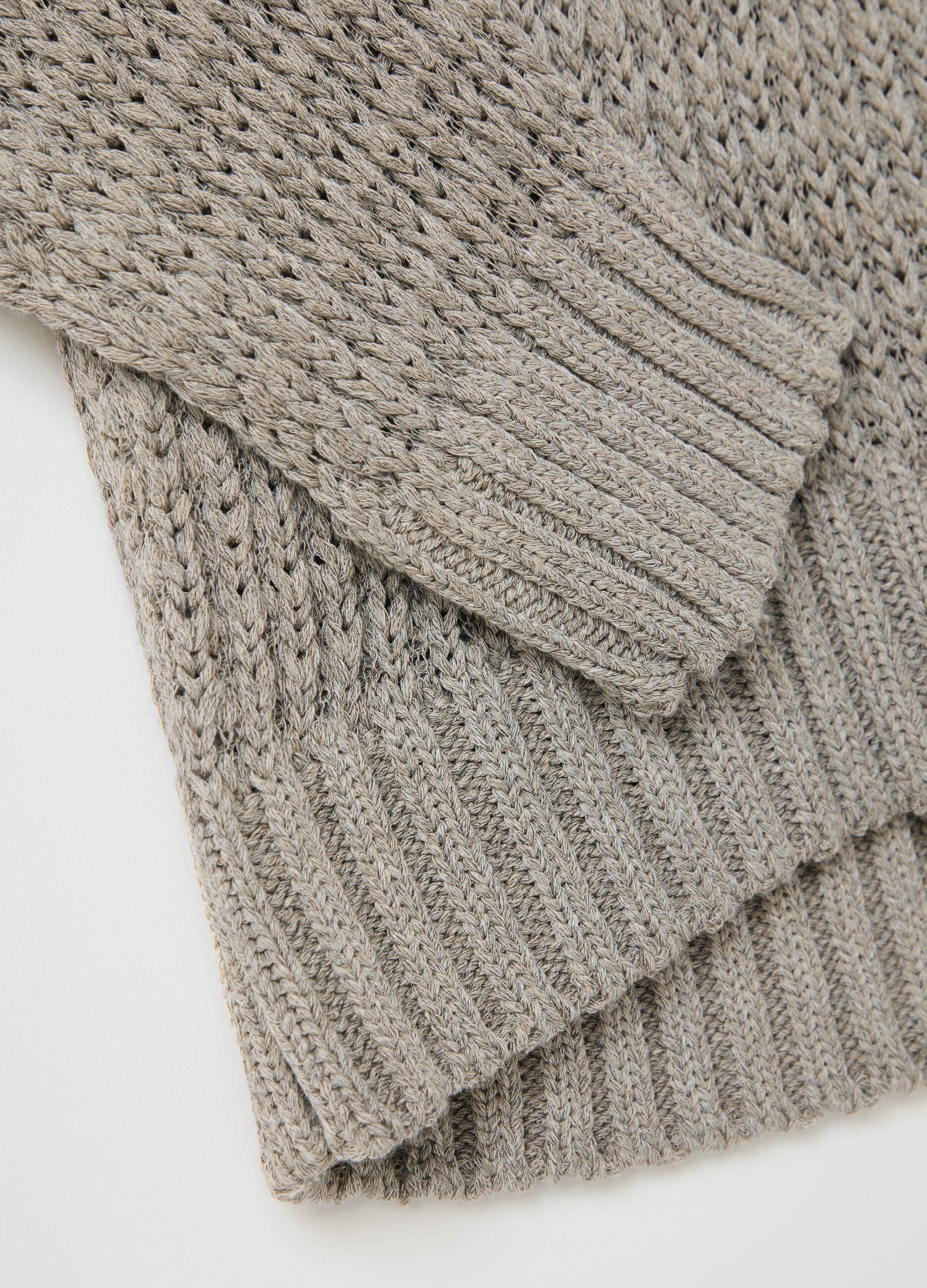 Pullover mit Patentmuster mit V-Ausschnitt Steingrau