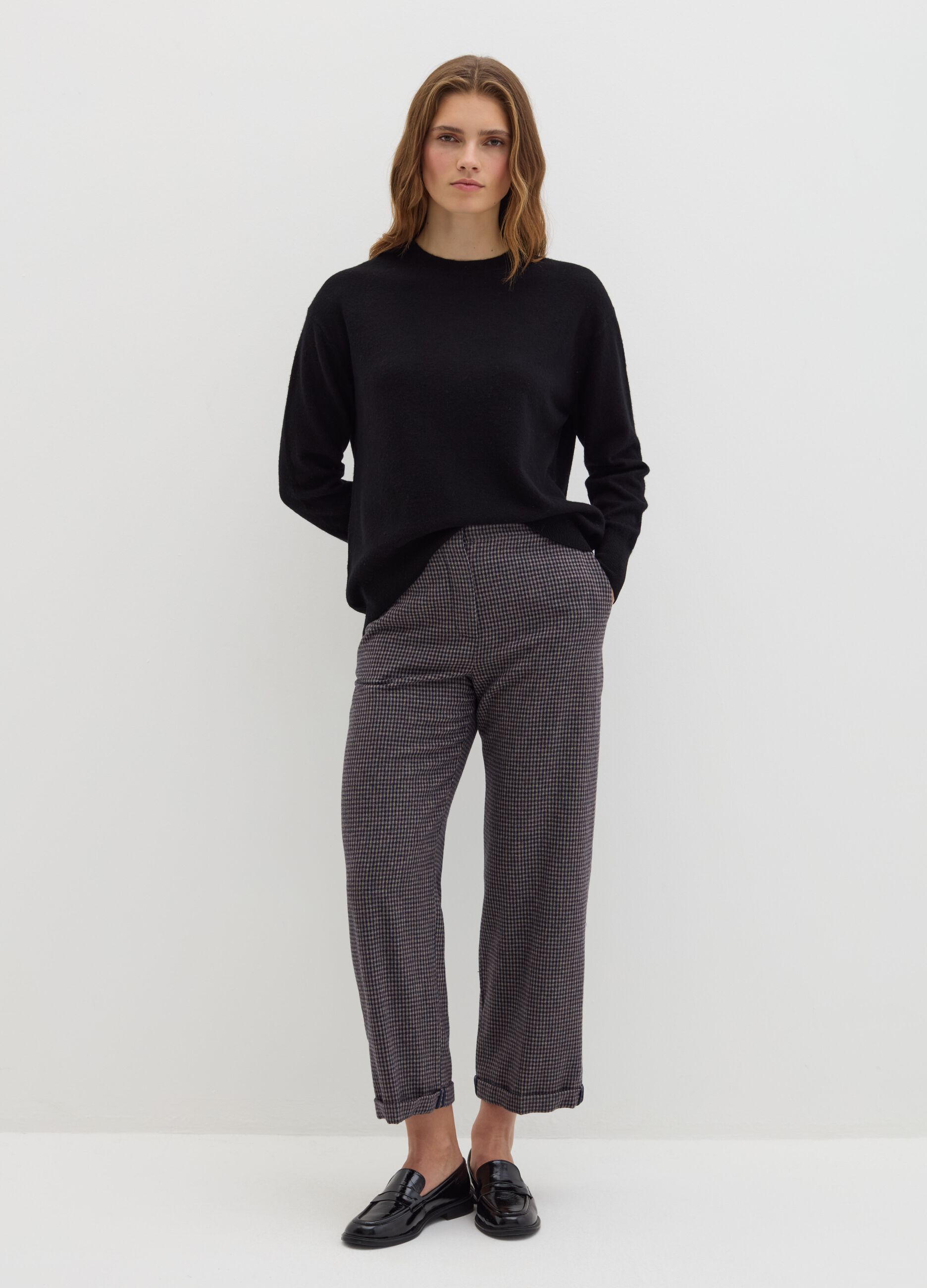 Stefanel Pullover girocollo in lana cardata