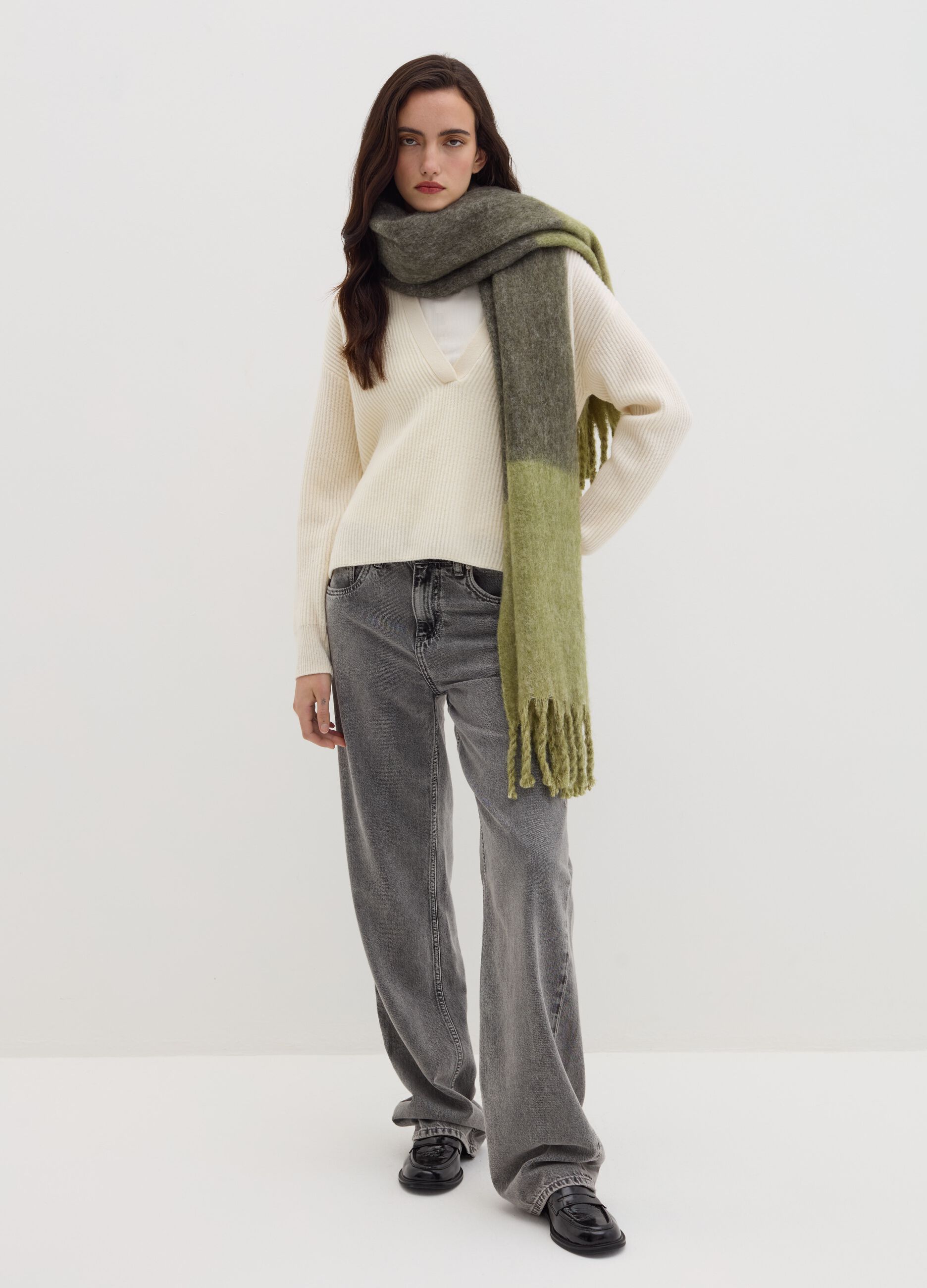 Stefanel Sciarpa color-block con frange