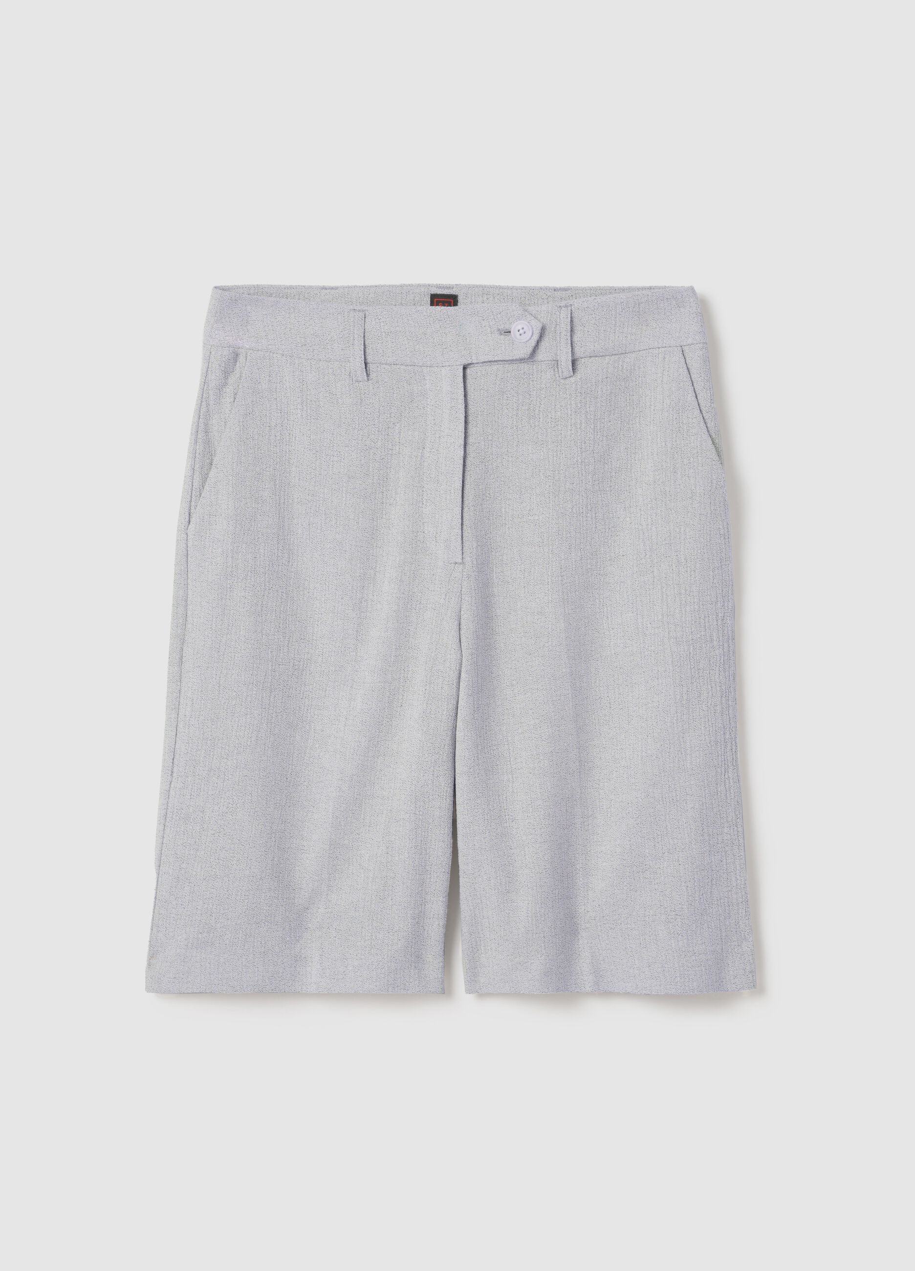 Bermudas mit Crinkle-Effekt Weiß/Schwarz
