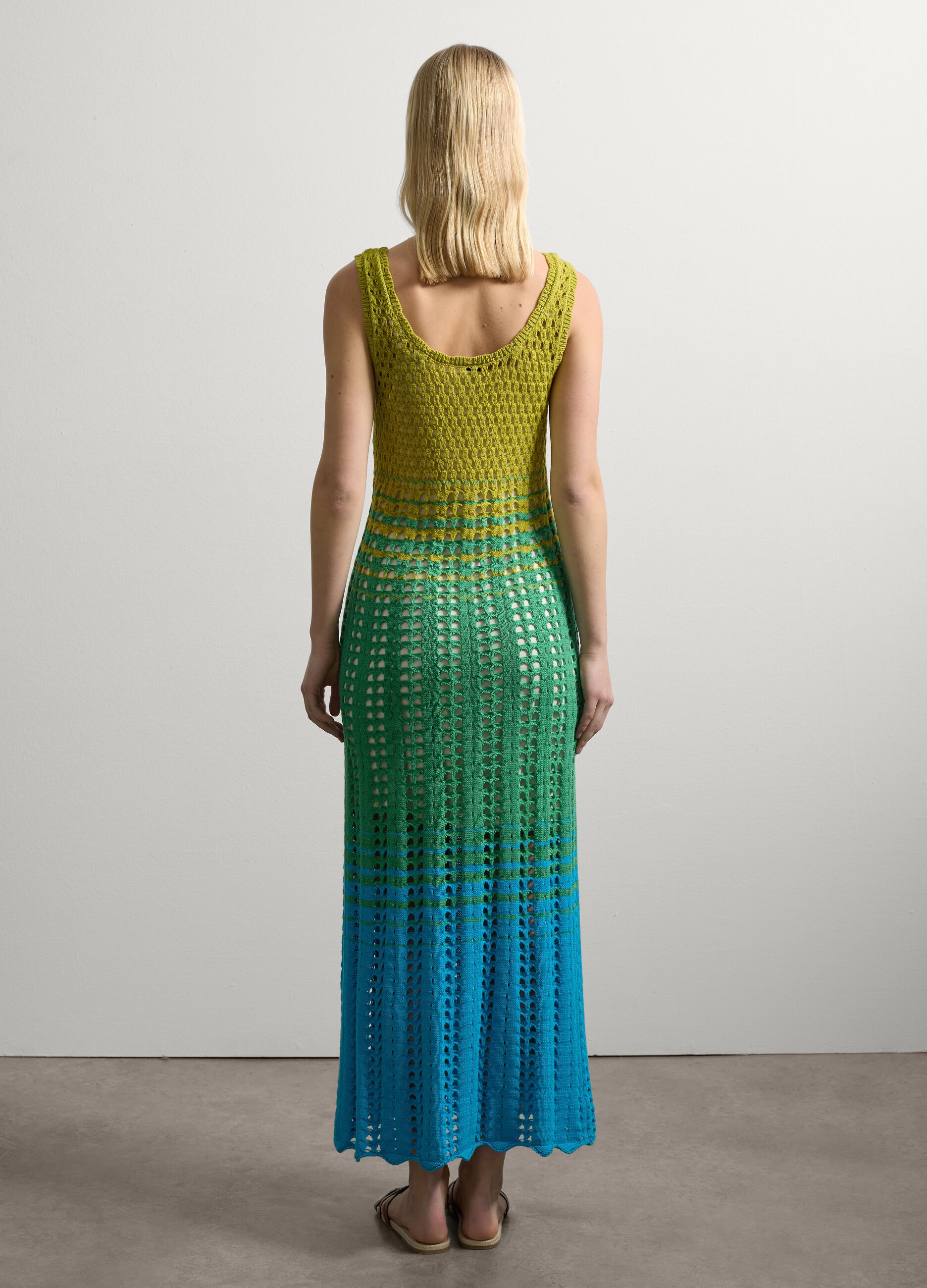 Abito lungo crochet multicolor Verde/Blu