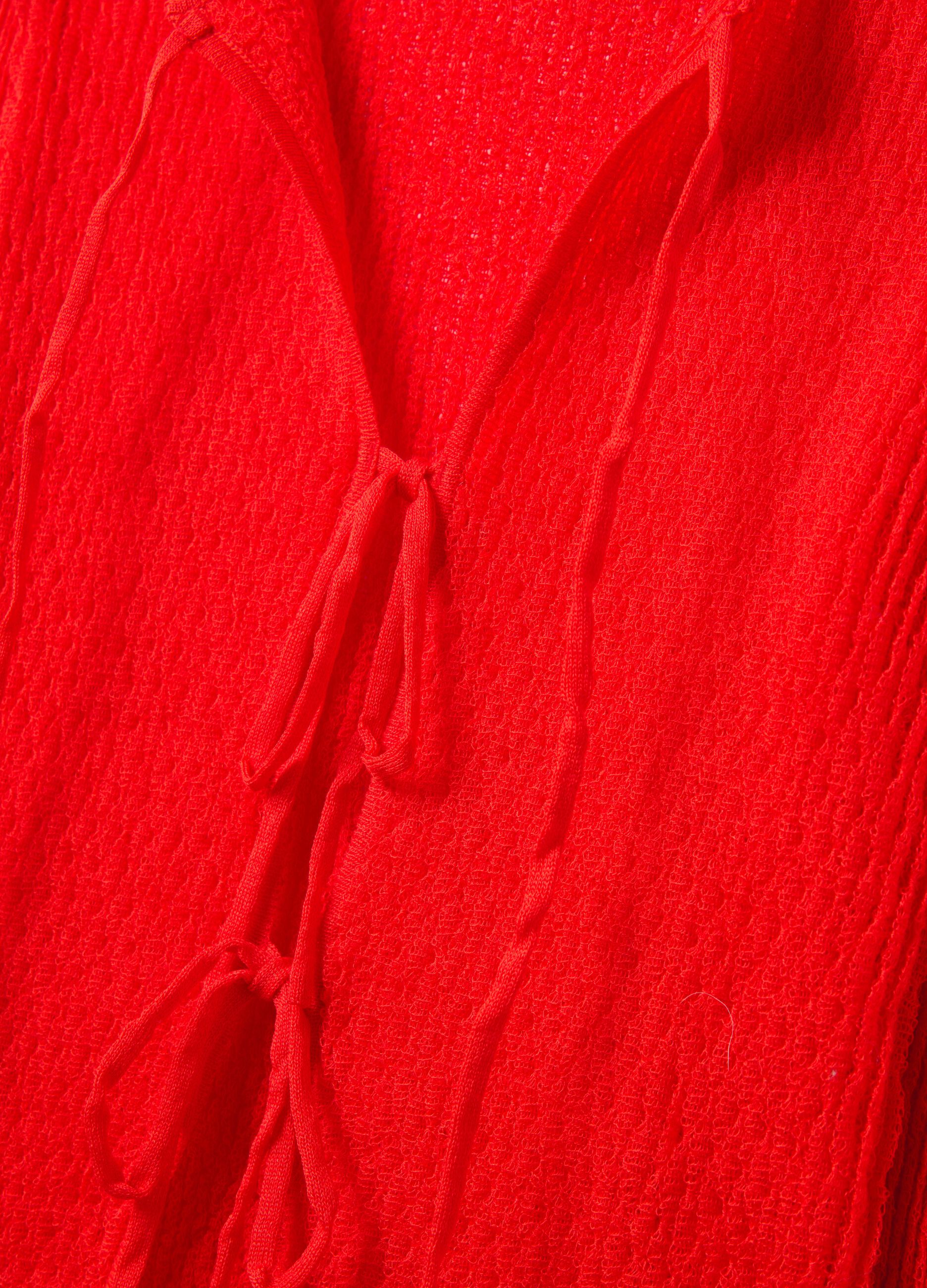 Cardigan lavorato con laccetti Rosso fragola