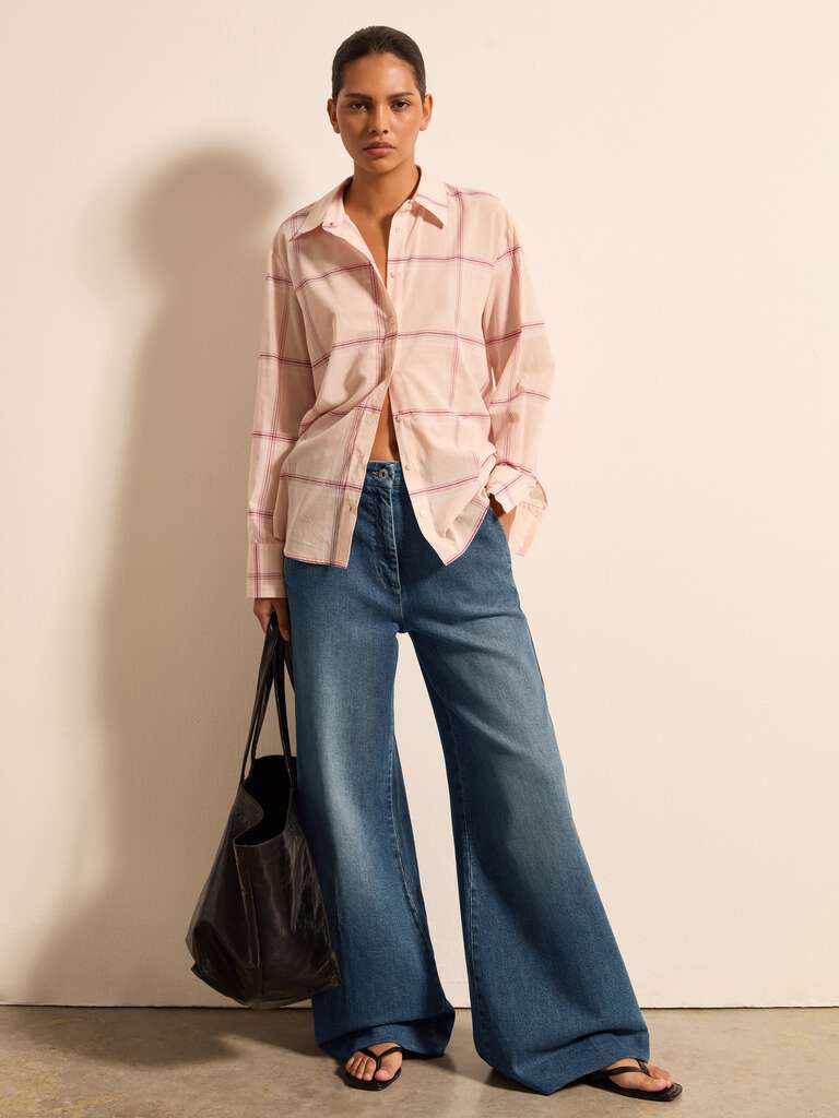 Jeans palazzo a gamba larga Lavaggio medio