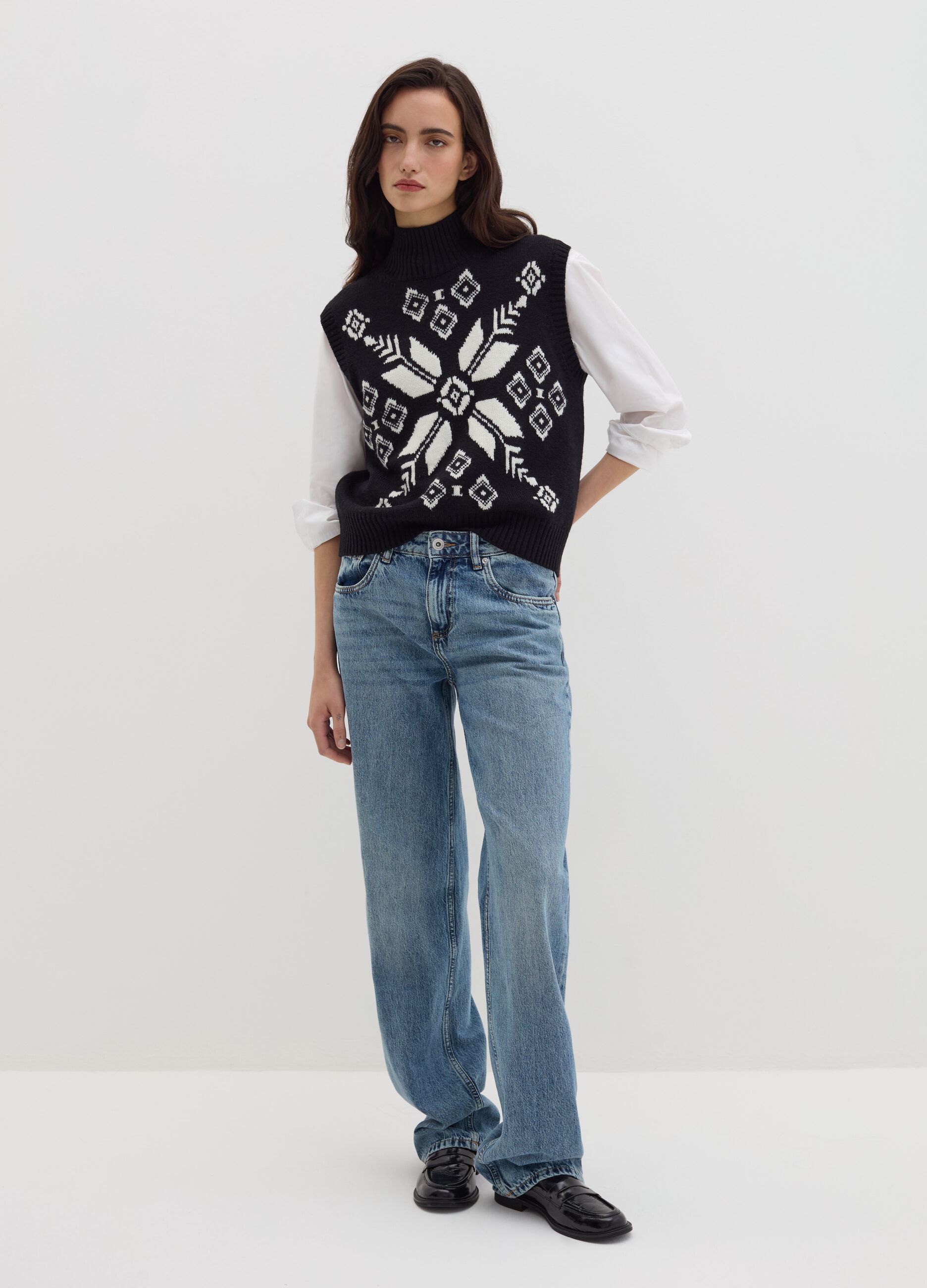Stefanel Gilet chiuso con disegno jacquard