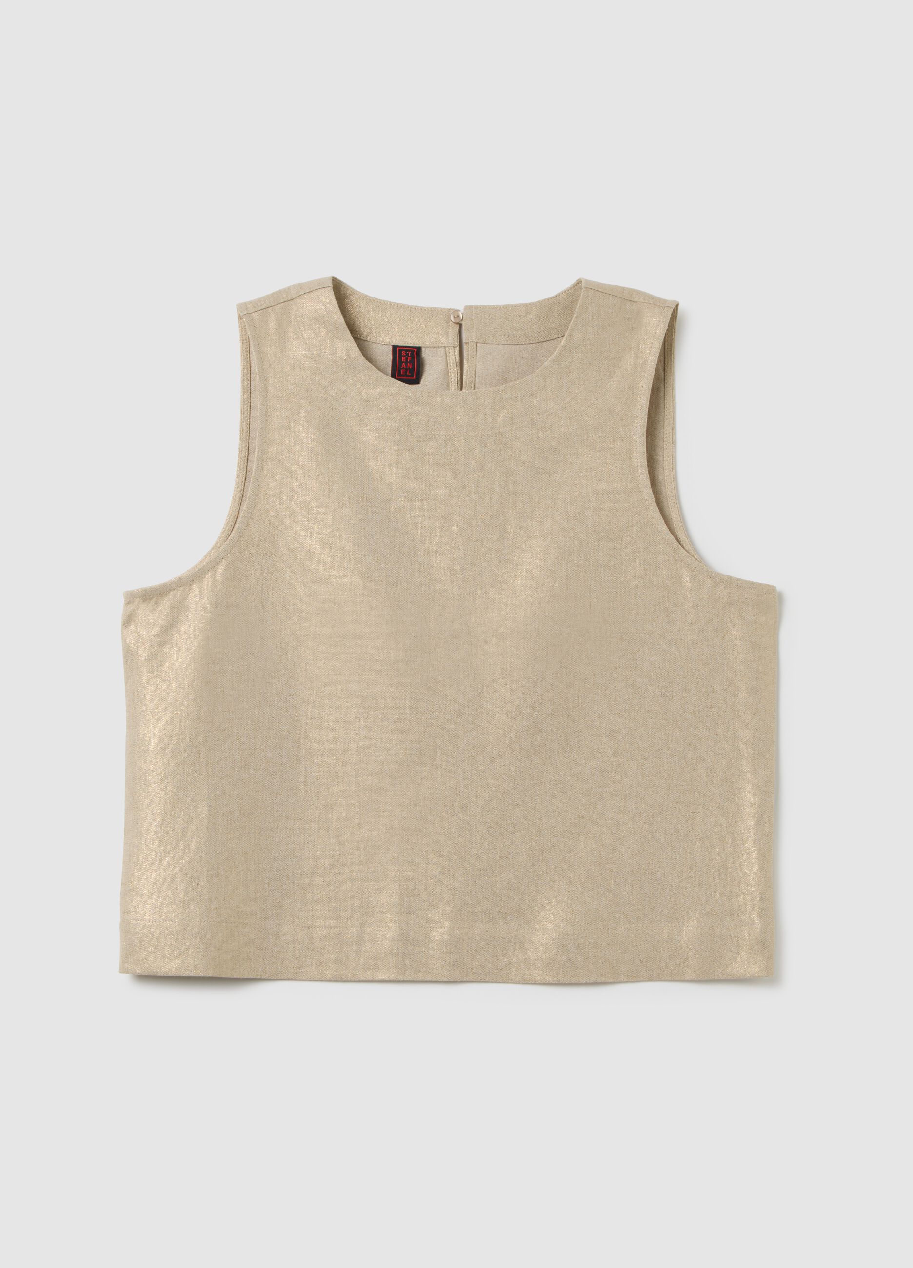 Top dorato senza maniche Crema