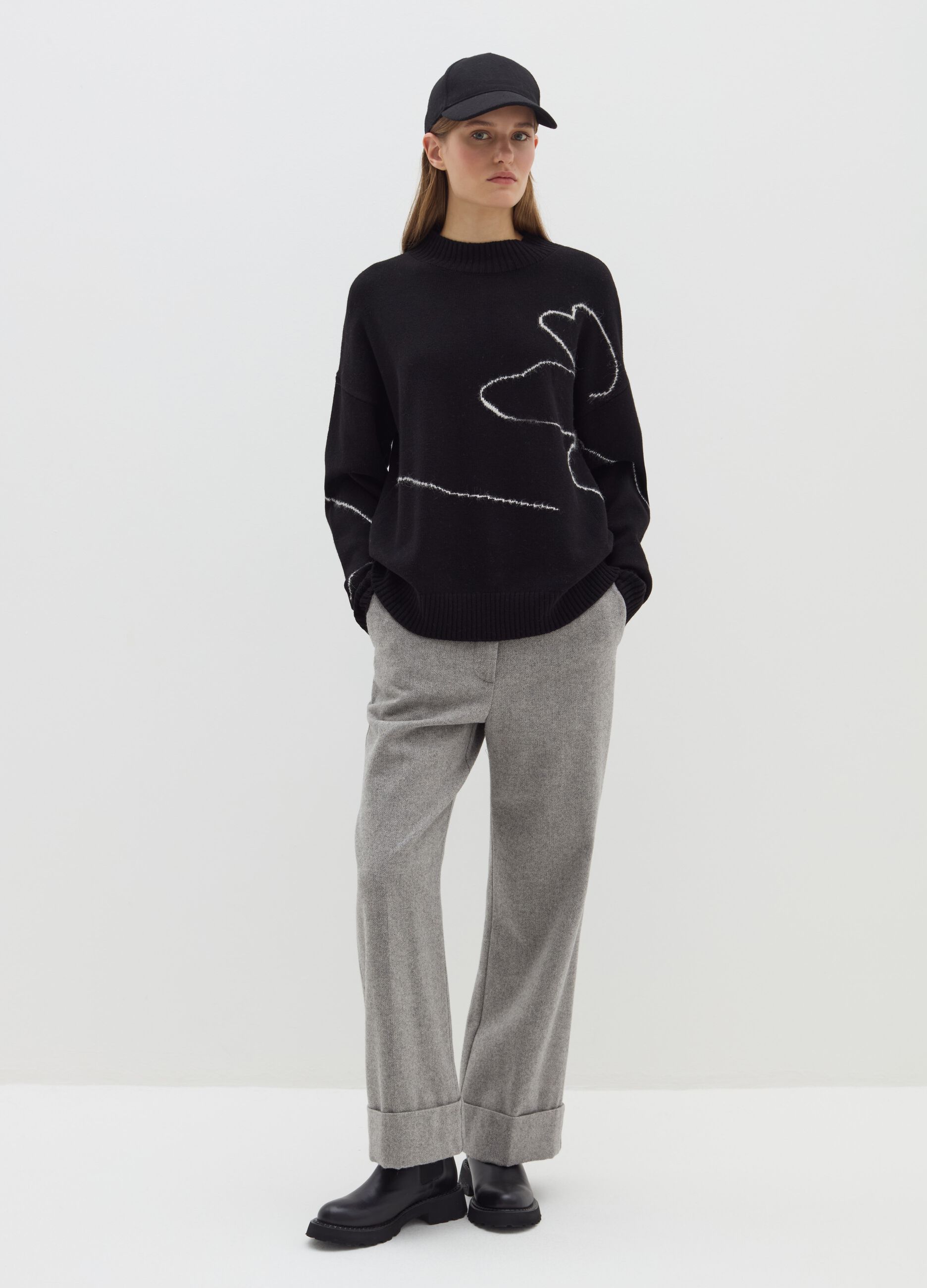 Stefanel Pullover con intarsio floreale