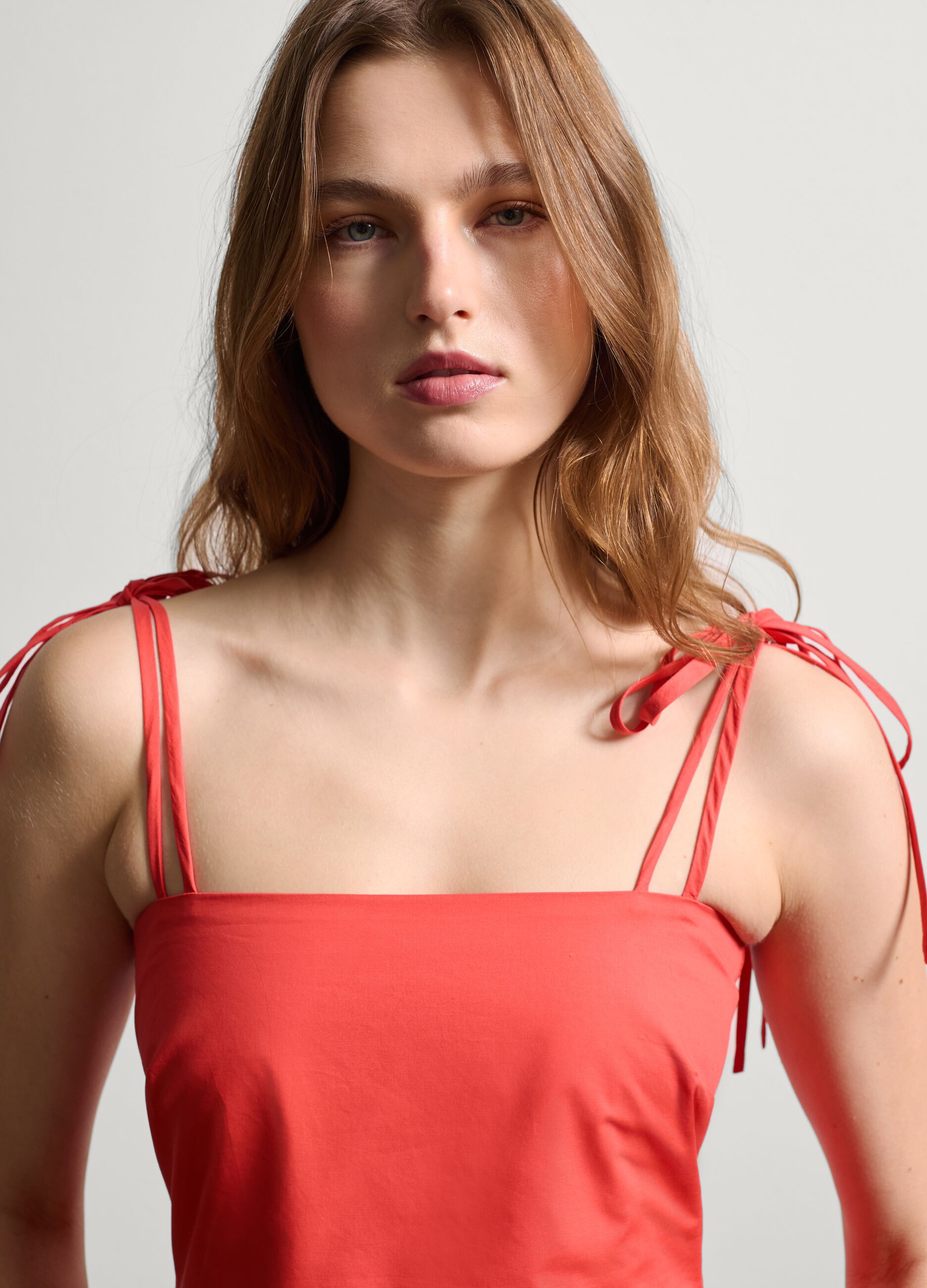 Langes Kleid mit Bandeau-Top Geranienrot Langes Kleid mit Bandeau-Top Geranienrot