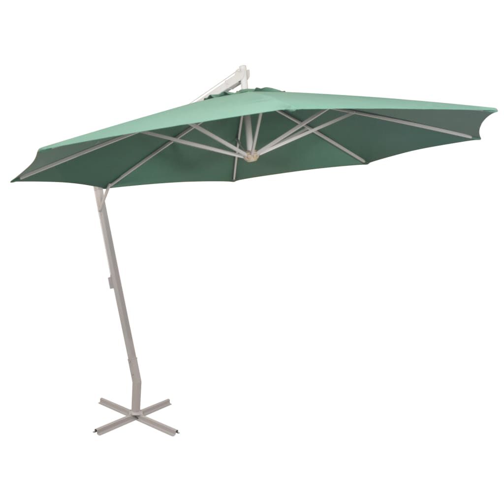 vidaXL Hanging Parasol 350 cm Green Aluminium Pole