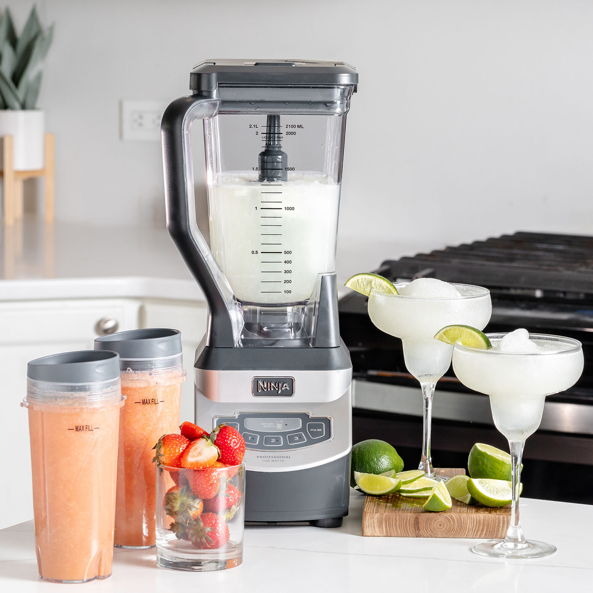 Ninja Pro 72 Ounce 3-Speed Blender with Single Serve Cups - Gray | P.C. Richard & Son Ninja Pro 72 Ounce 3-Speed Blender with Single Serve Cups - Gray | P.C. Richard & Son