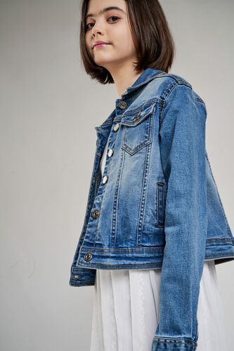 9 - Dark Blue Self Design A-Line Jacket, image 9