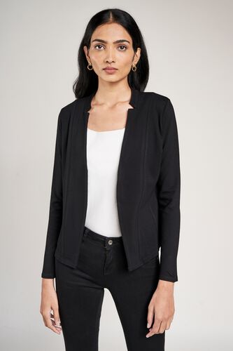 3 - Black Solid Fit And Flare Jacket, image 3