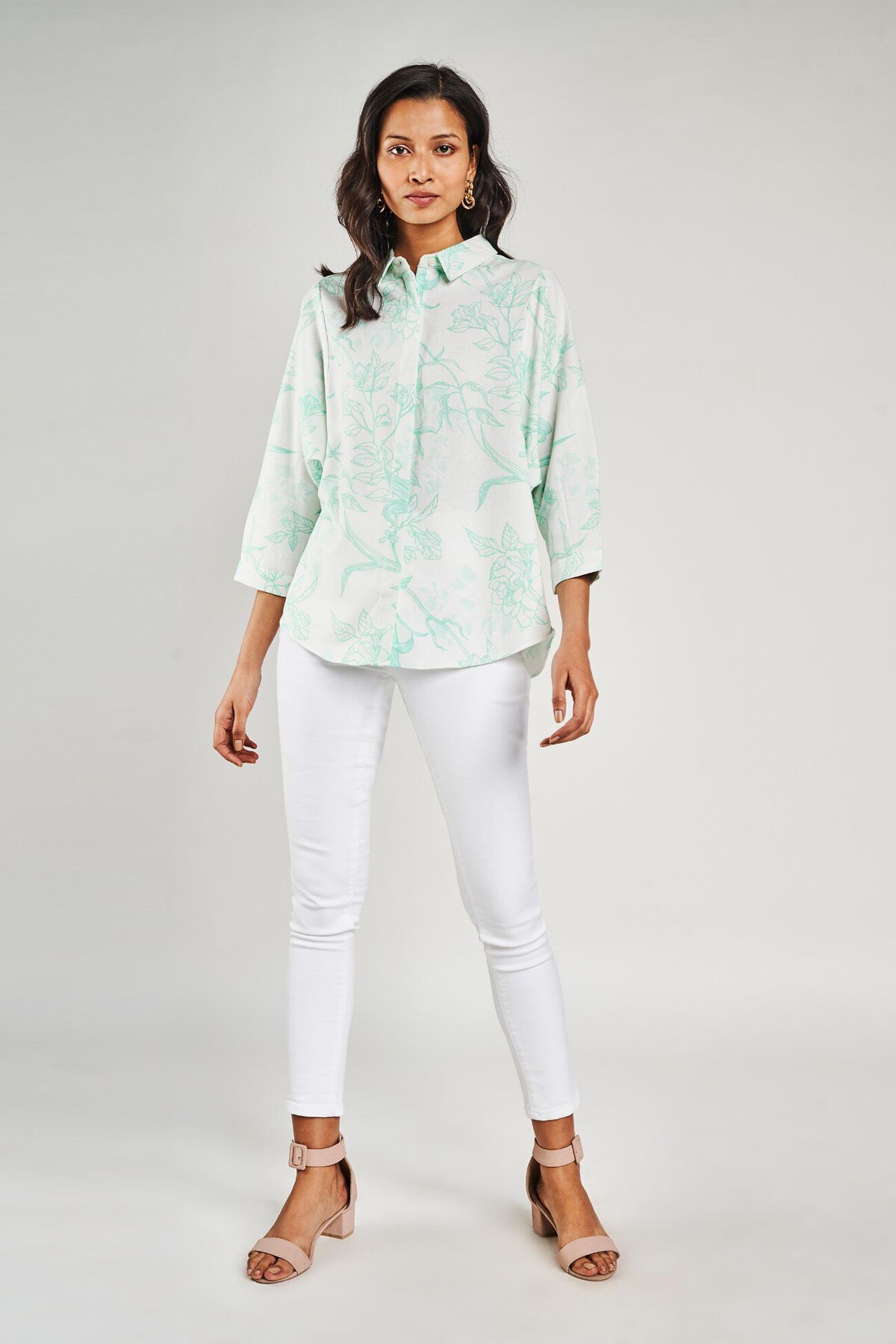2 - Mint Floral Printed Shirt, image 2
