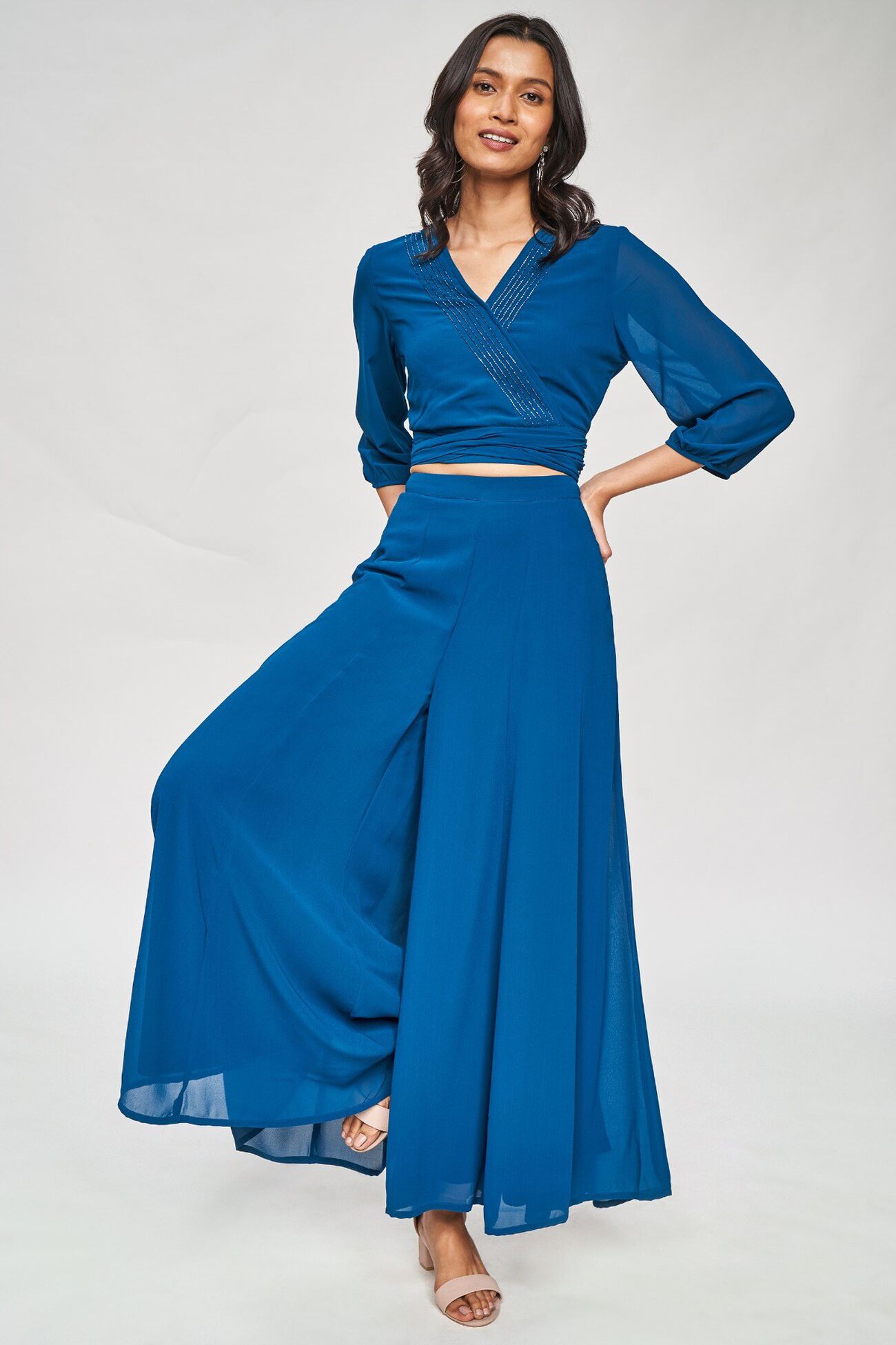 4 - Teal Solid Embroidered A-Line Set, image 4