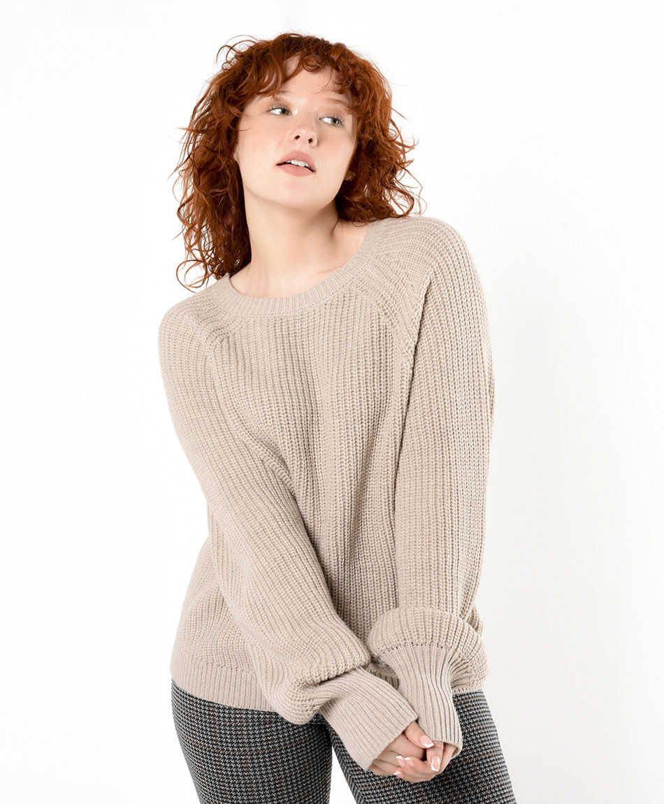 Sweater mujer punto ingles beige TRICOT