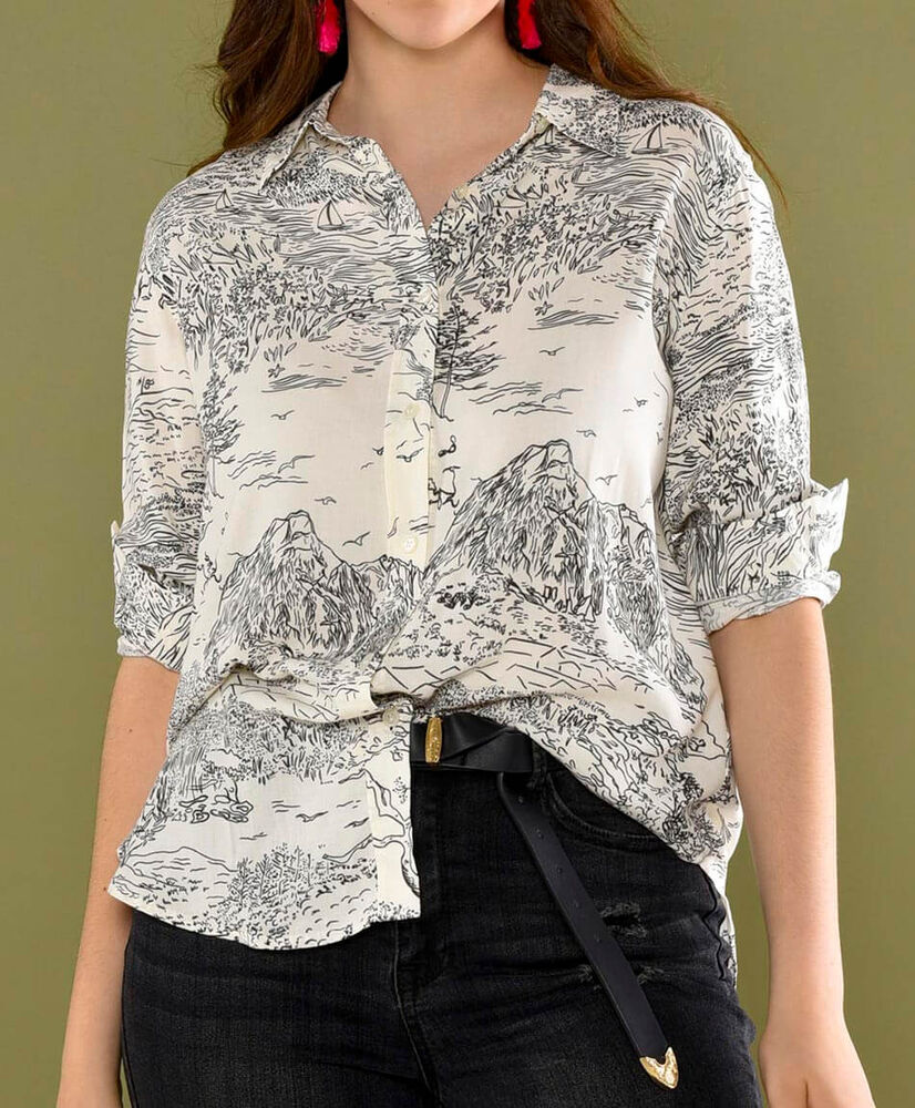 Blusa camisero oversize manga larga Blusa camisero oversize manga larga