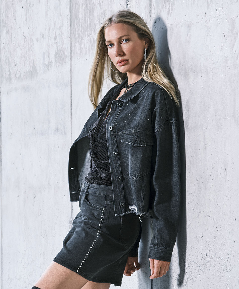 Chaqueta mujer denim negra TRICOT