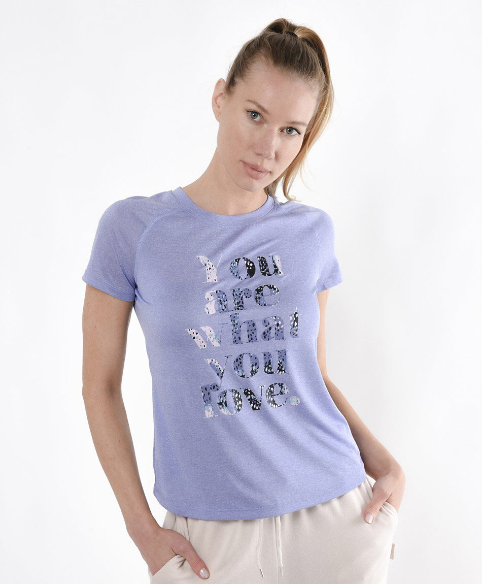 Polera deportiva mujer sustentable texto TRICOT