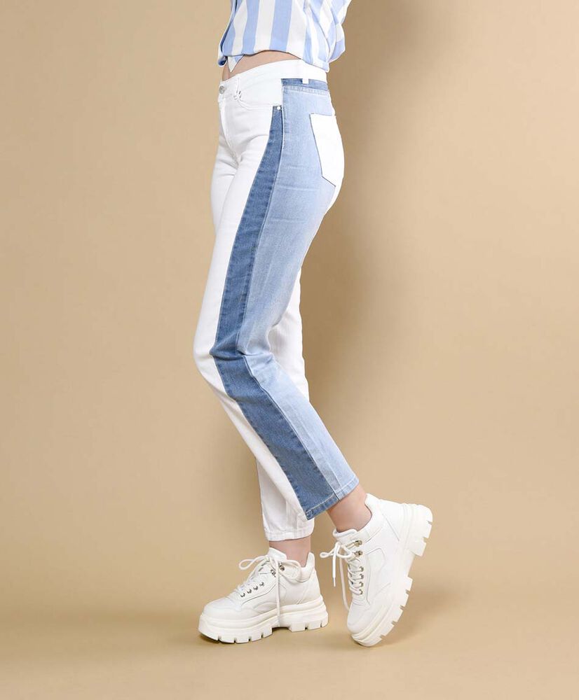 Jeans tiro alto tricolor Jeans tiro alto tricolor