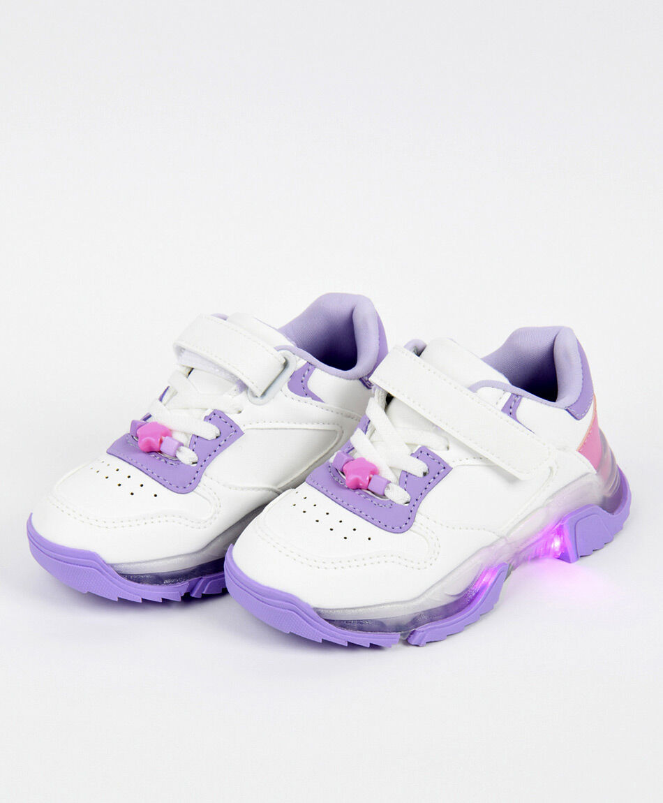 Zapatilla infantil luces lila TRICOT