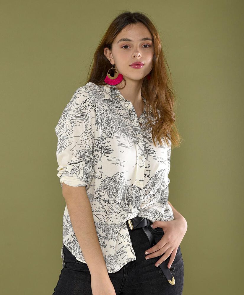 Blusa camisero oversize manga larga Blusa camisero oversize manga larga