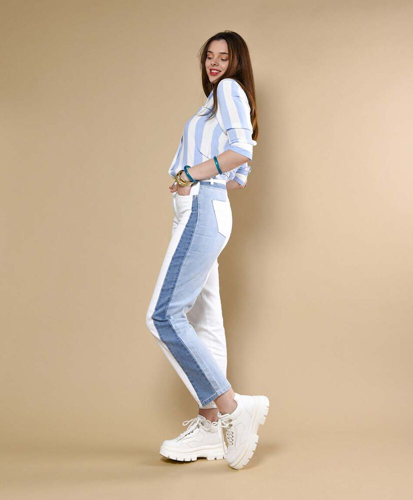 Jeans tiro alto tricolor Jeans tiro alto tricolor