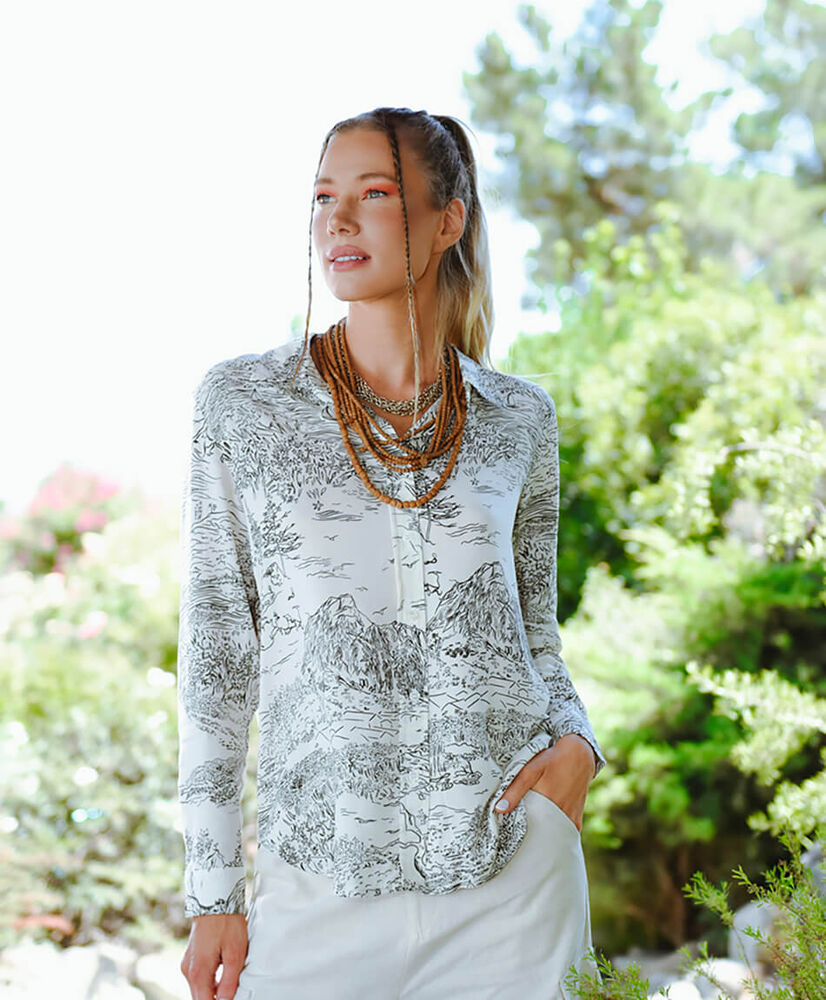 Blusa camisero oversize manga larga Blusa camisero oversize manga larga