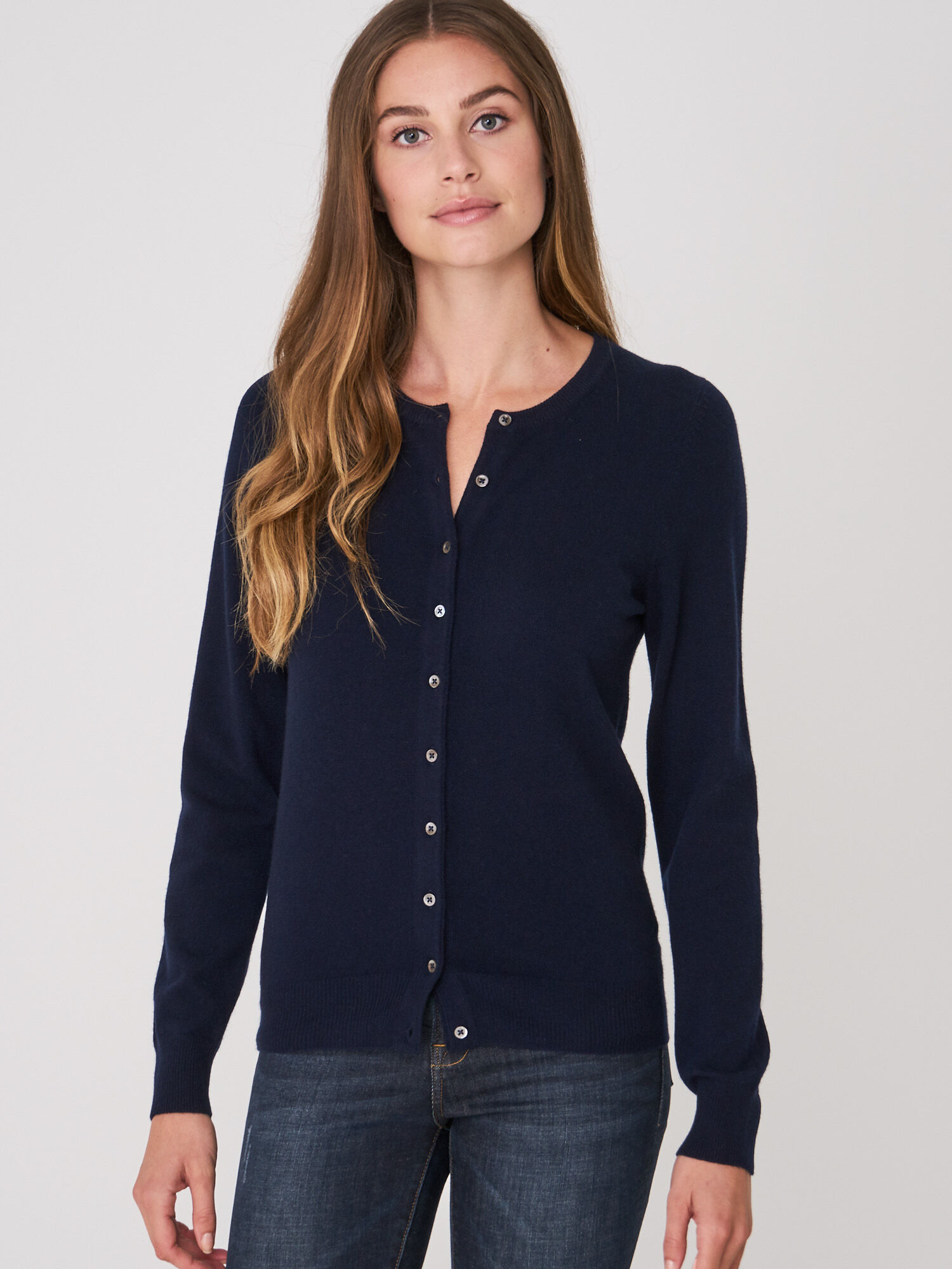 Basic organisch cashmere vest met ronde hals
